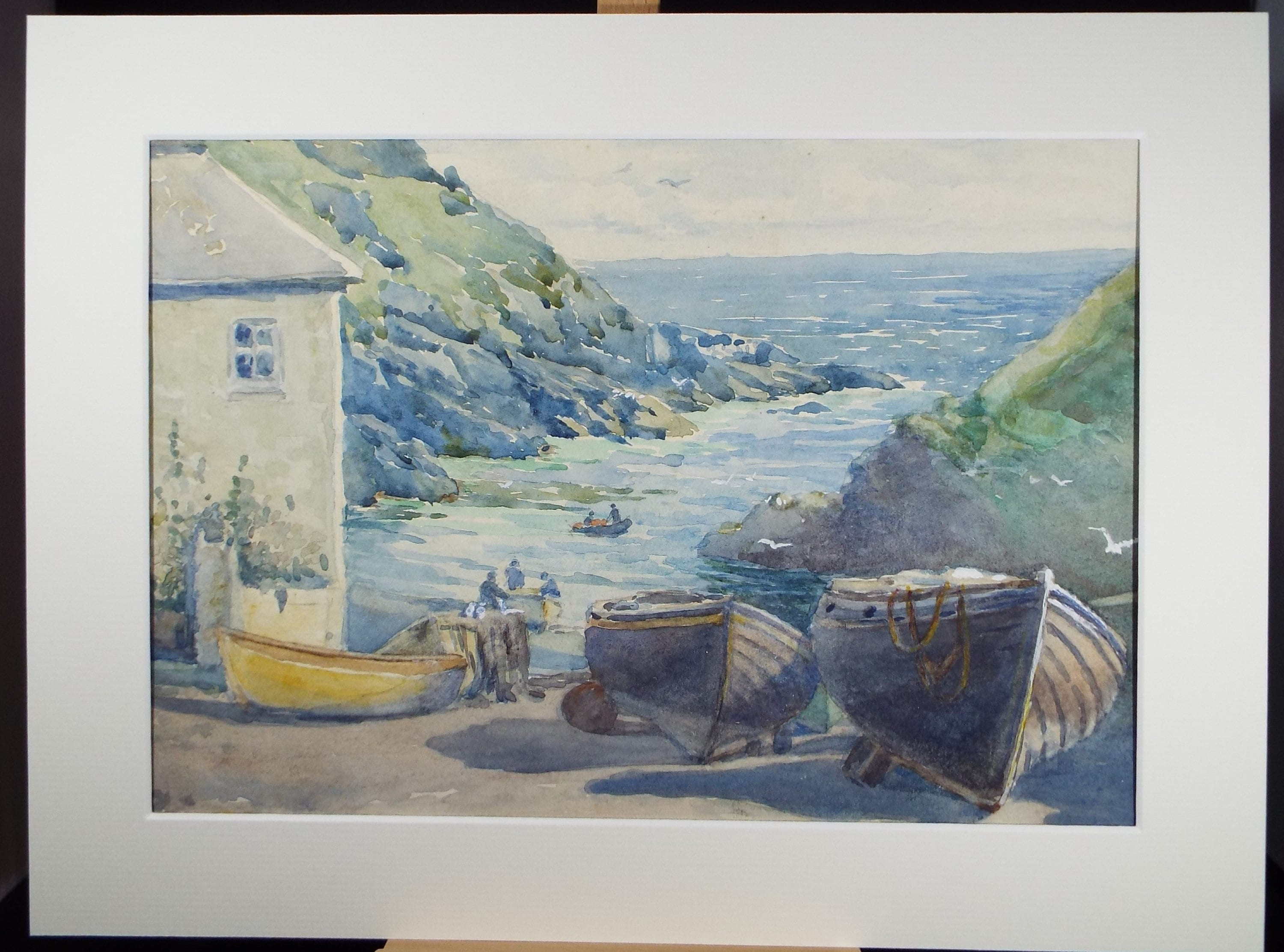 Original Watercolour 'Port Loe' ,circa 1950's, E E Emakmer