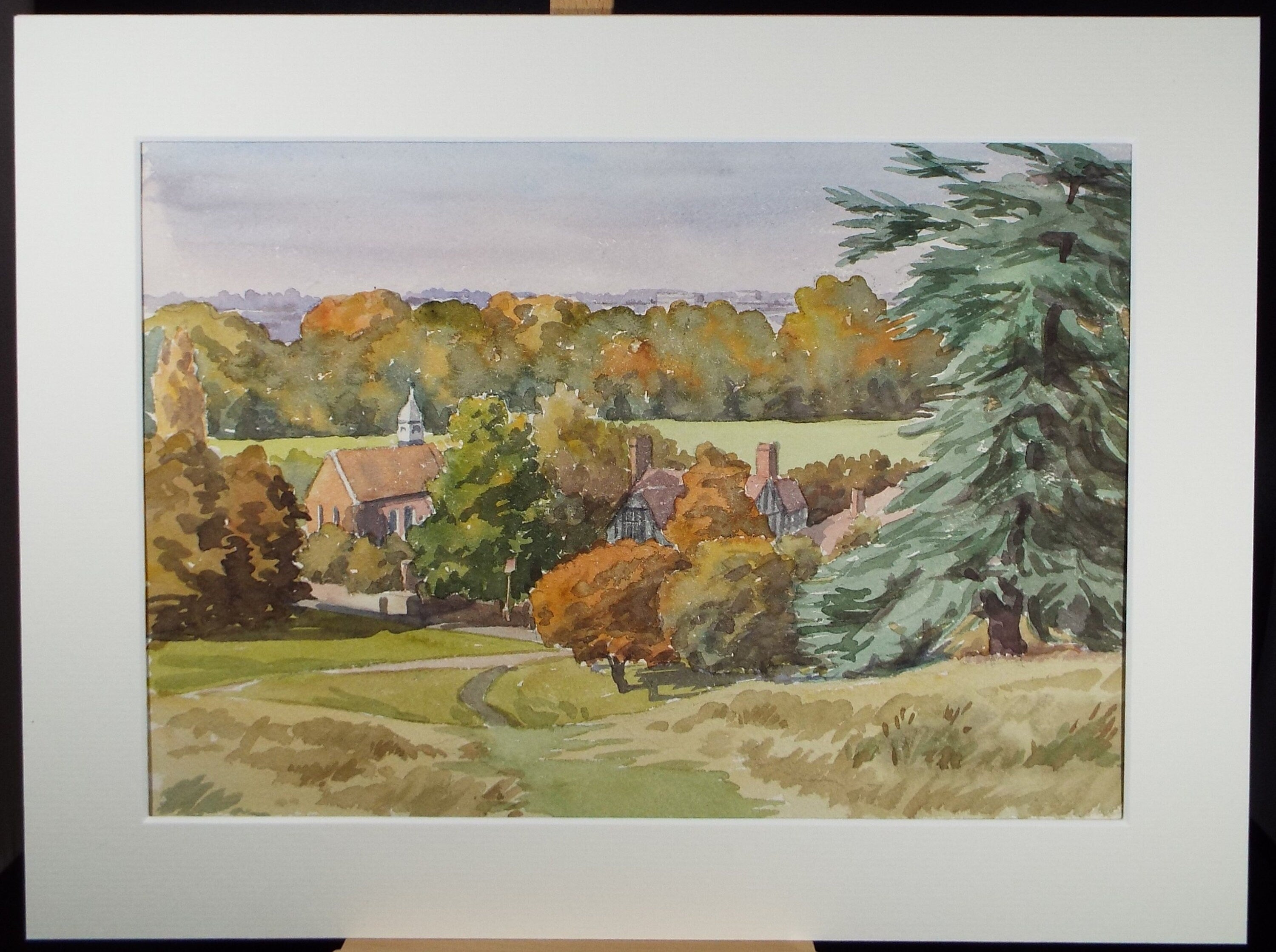 Original Watercolour, 'Buildings in an Autumn Landscape', George Godfrey (20th Century, Scottish), circa 1970's