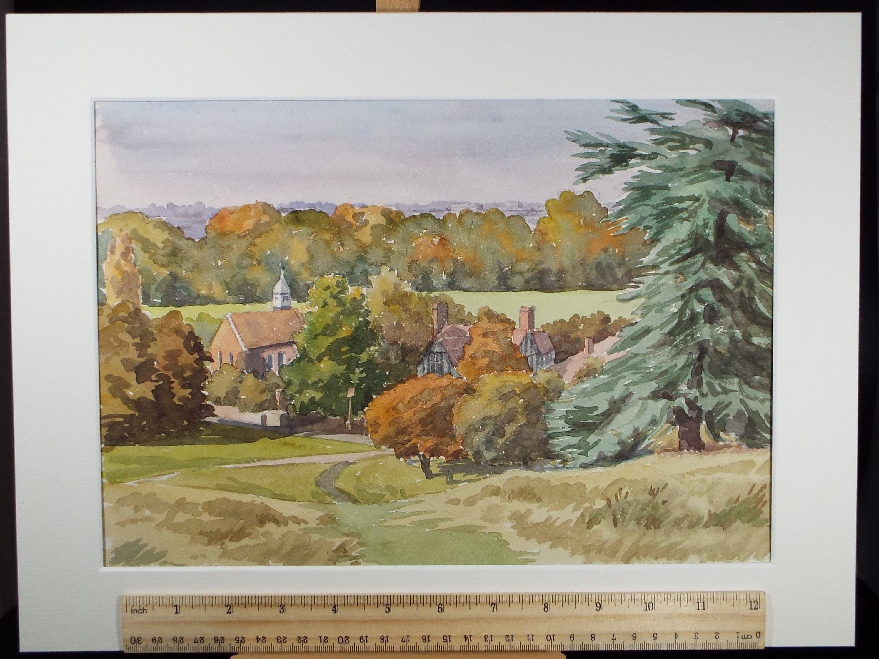 Original Watercolour, 'Buildings in an Autumn Landscape', George Godfrey (20th Century, Scottish), circa 1970's