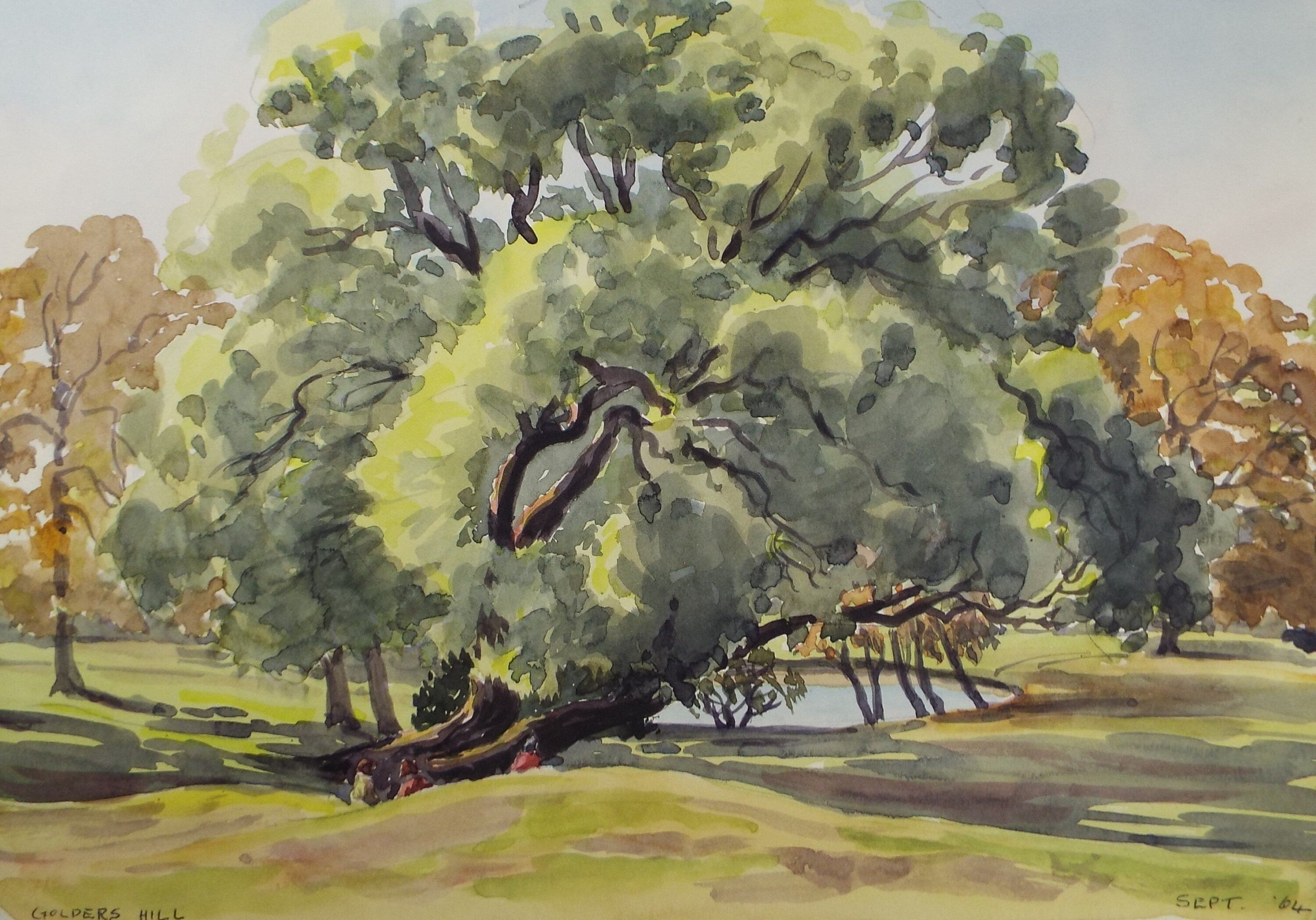 Original Watercolour, 'Golders Hill', George Godfrey (20th Century, Scottish), Dated 1964