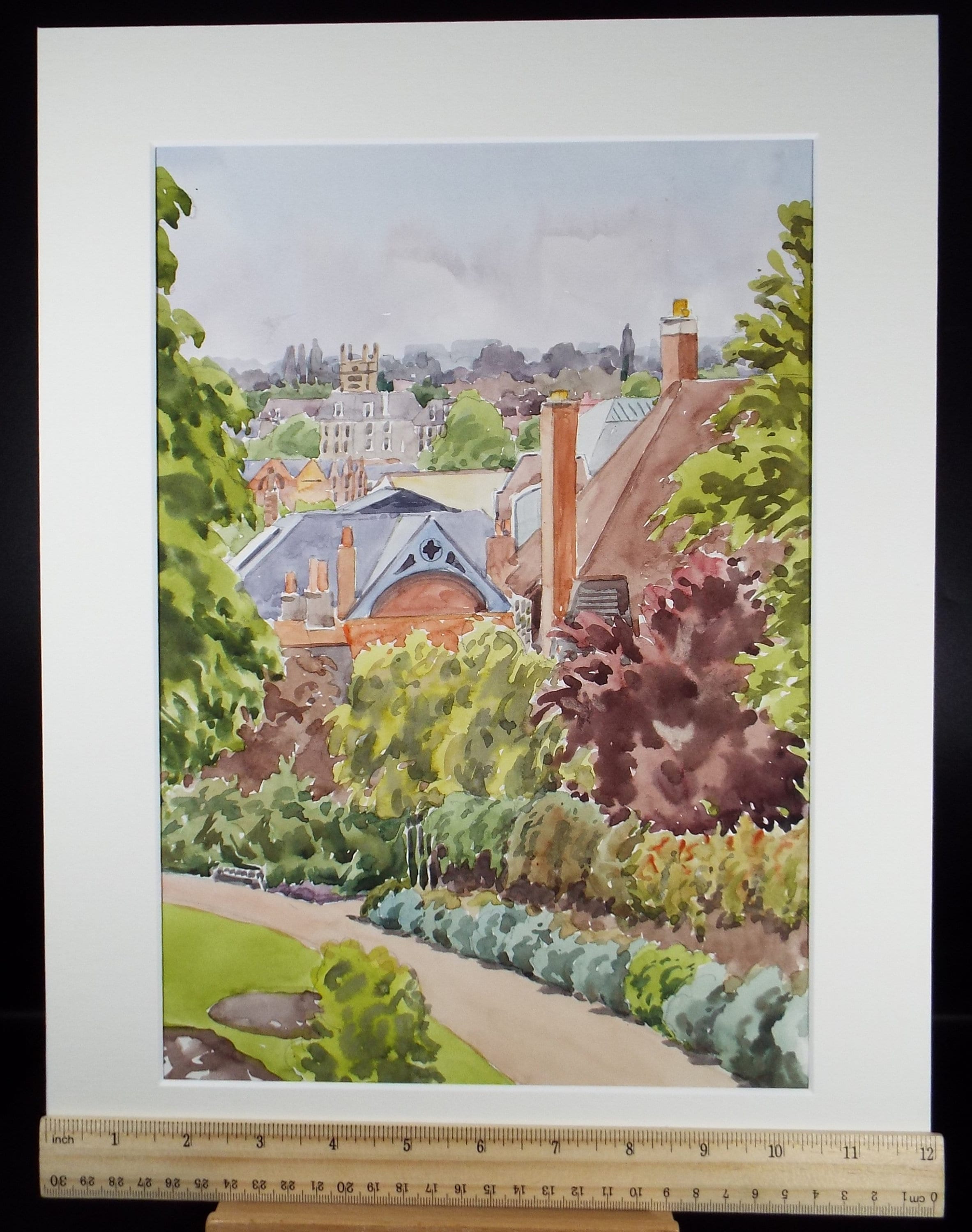 Original Watercolour, 'Terrace gardens', George Godfrey (20th Century, Scottish), Dated 1971