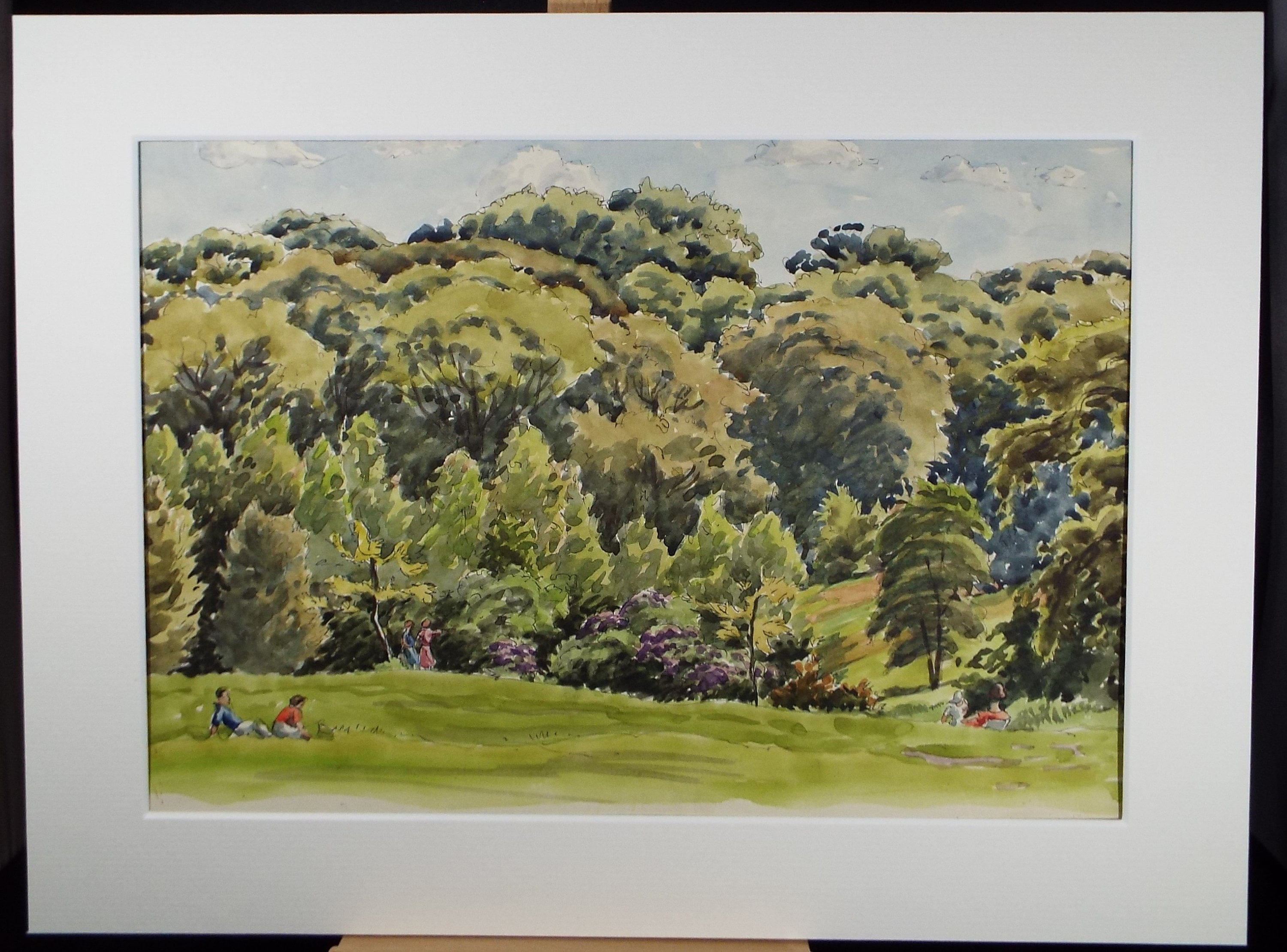 Original Watercolour, 'Figures on the Heath', George Godfrey (20th Century, Scottish) , Circa 1960's