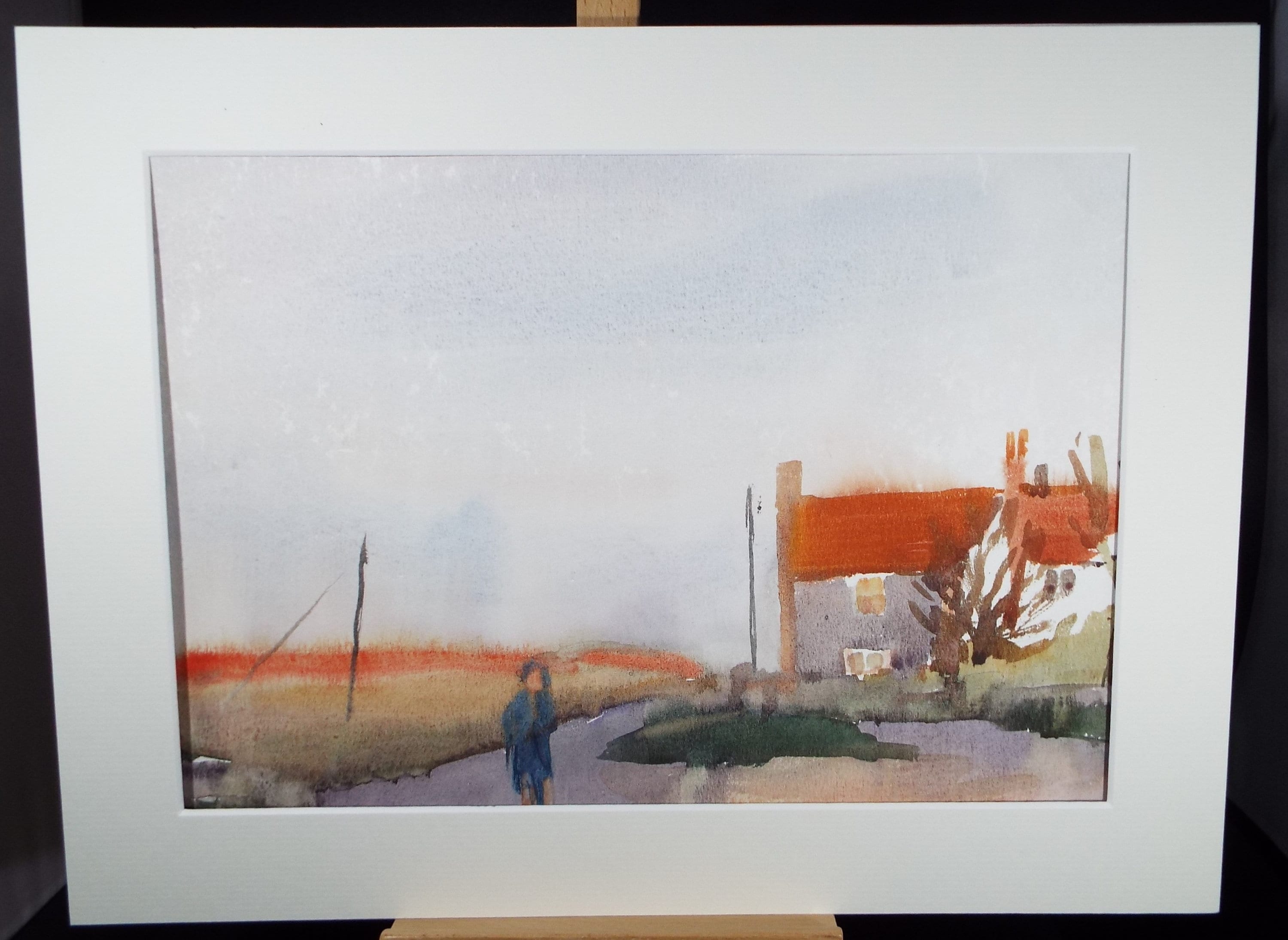 Original Watercolour, 'Lane with Figure' , Muriel Hayden Inwood, circa 1970's