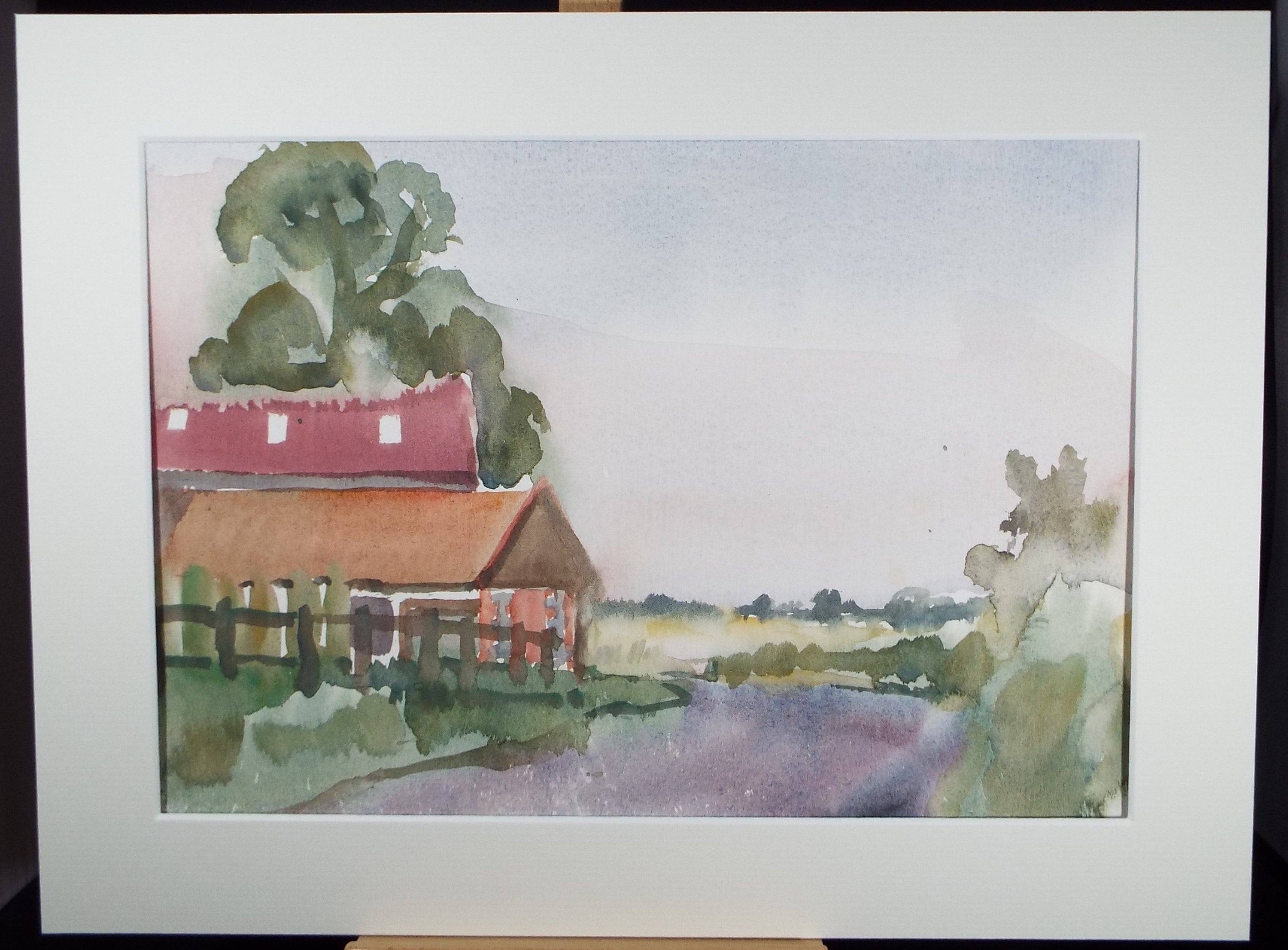 Original Watercolour, 'A Country Lane' , Muriel Hayden Inwood, circa 1970's