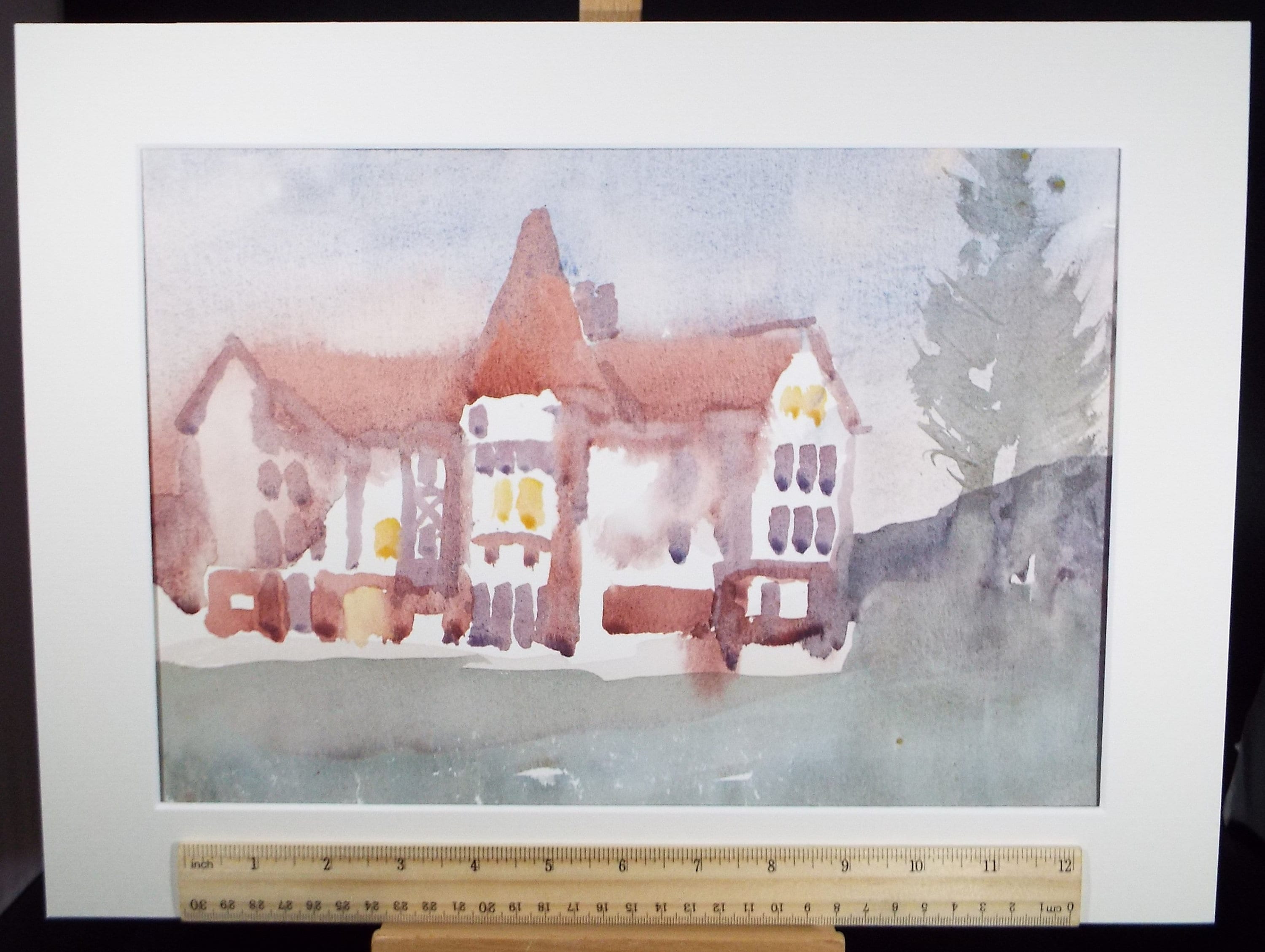 Original Watercolour, 'Public House' , Muriel Hayden Inwood, circa 1970's