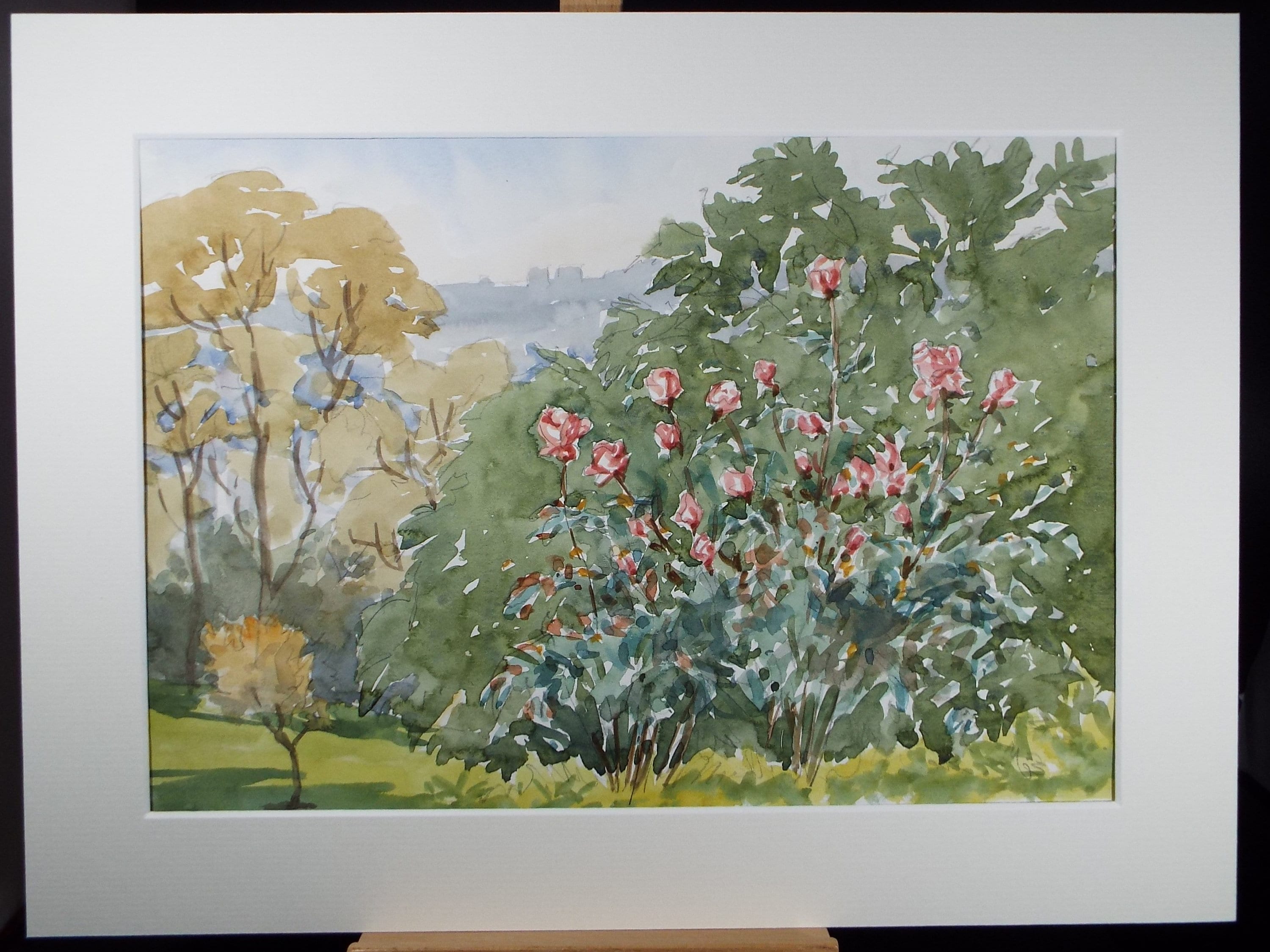 Original Watercolour, 'Parkland with Roses', George Godfrey, circa 1960's