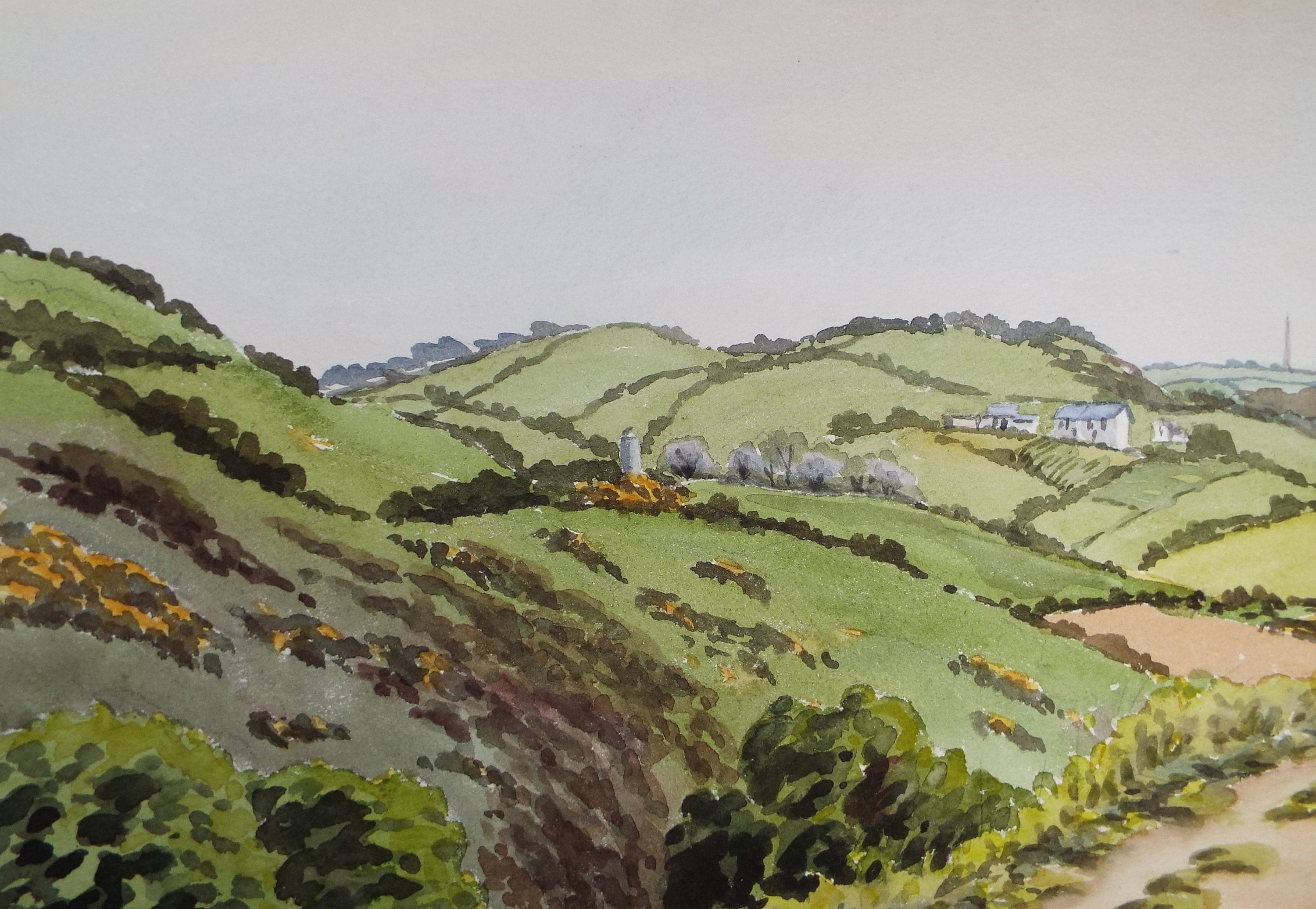 Original Watercolour, 'Green Hills', George Godfrey (20th Century, Scottish),Circa 1960's