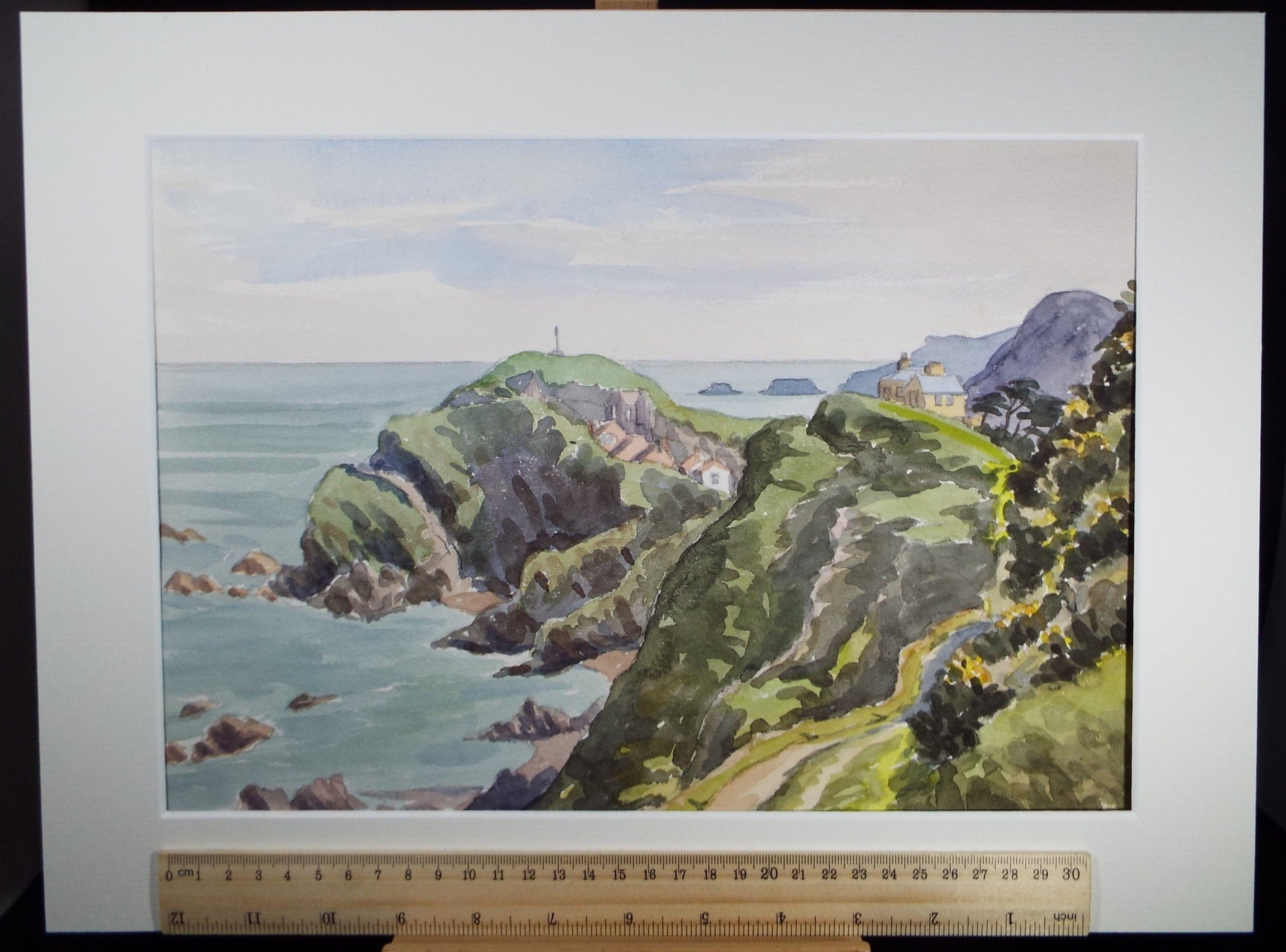 Original Watercolour, 'Coastal Cliffs', George Godfrey (20th Century, Scottish), circa 1960's