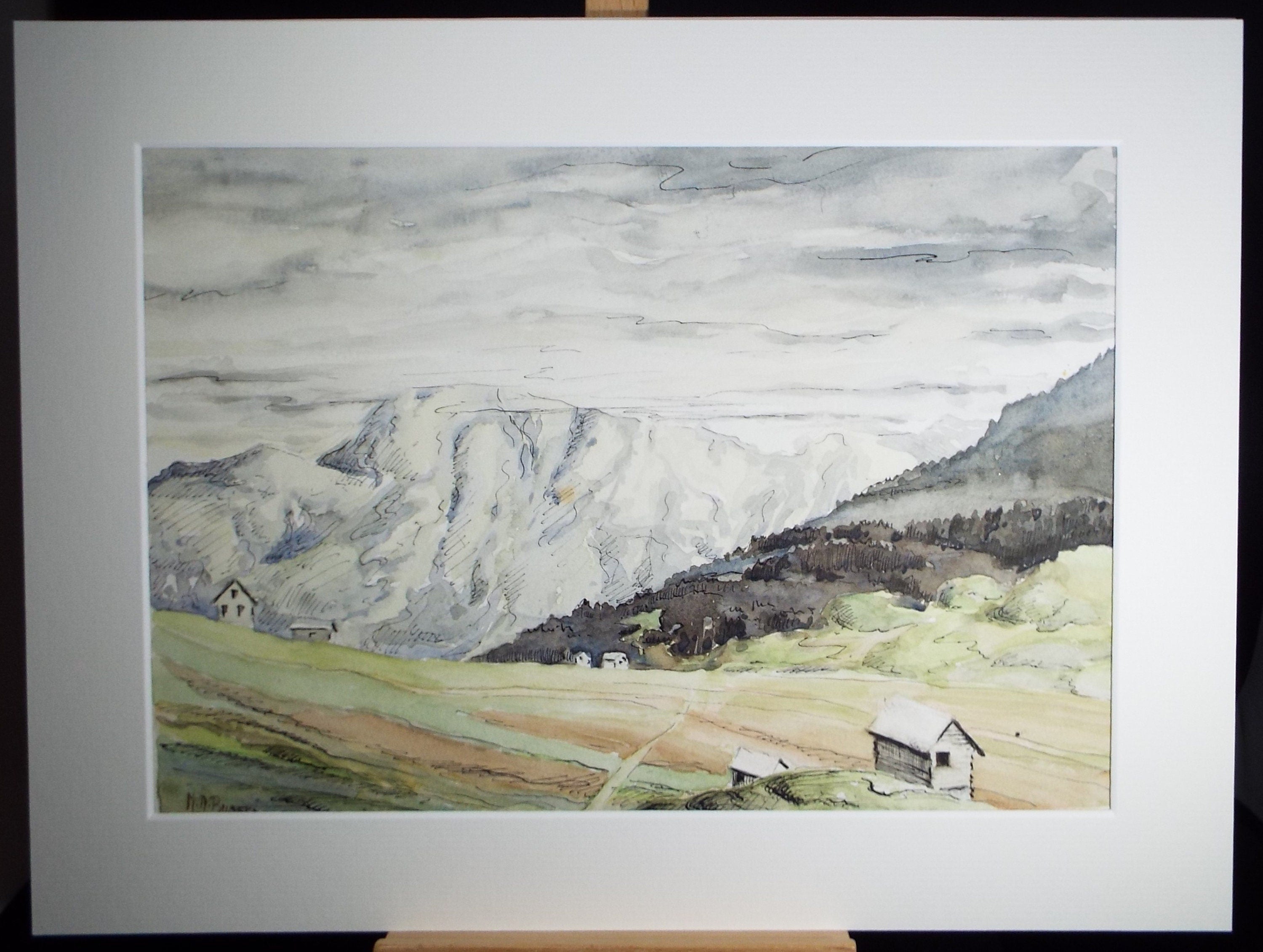 Original Watercolour, 'Alpine Foothills', Michael A. Bussey (1930-2014), Circa 1950's