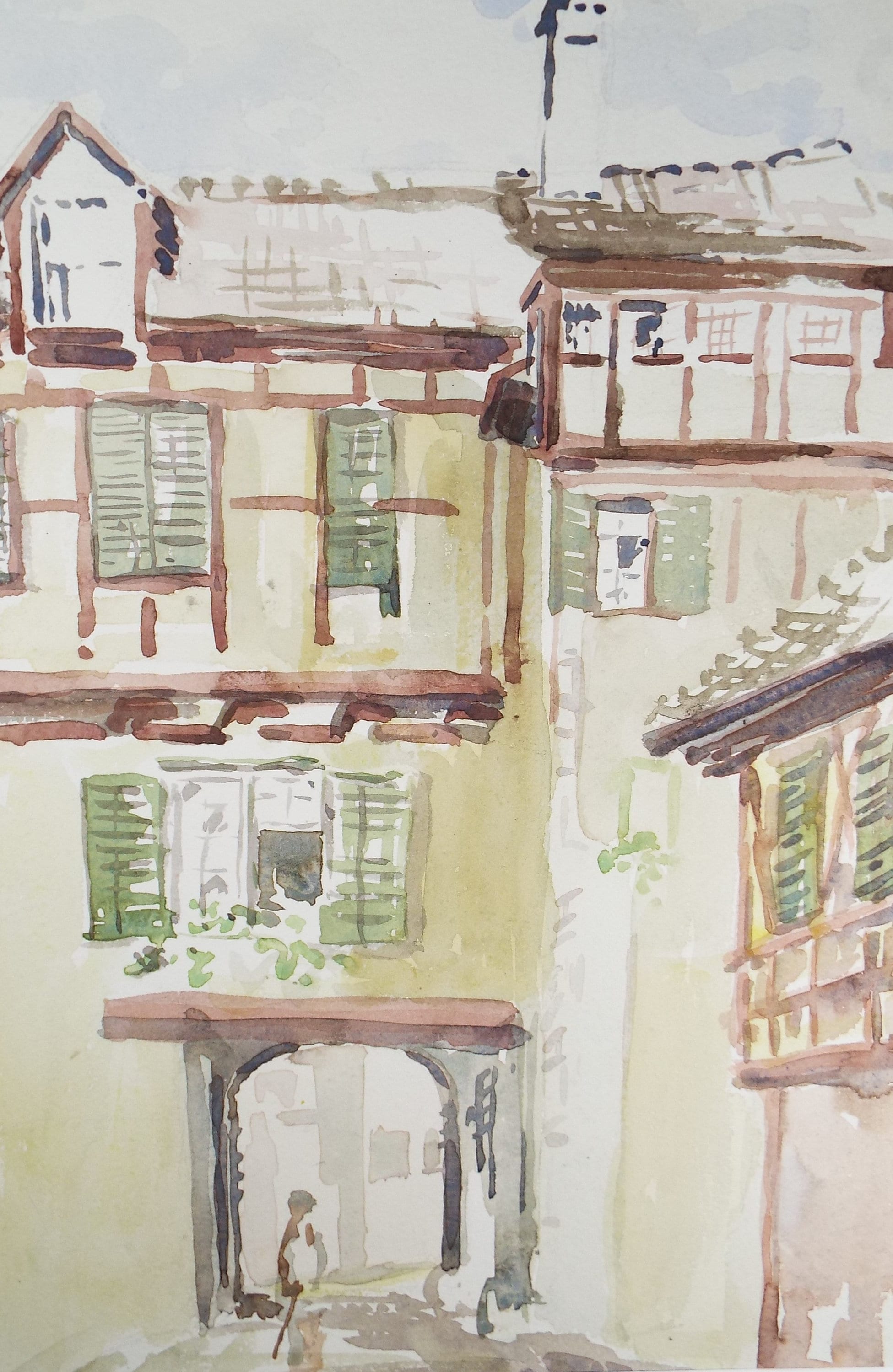 Original Watercolour, 'Building in Alsace', Michael A. Bussey (1930-2014), Circa 1950's