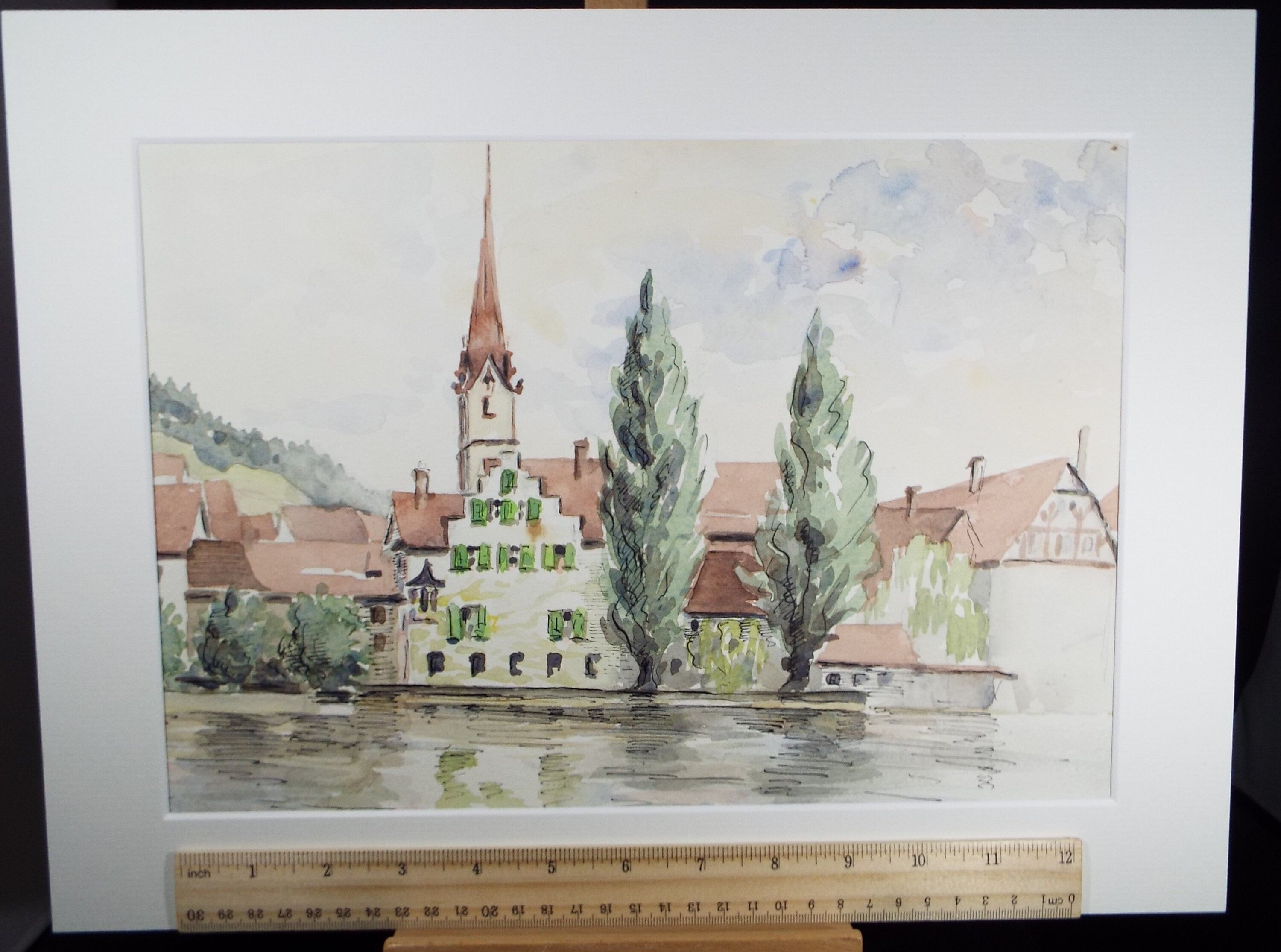 Original Watercolour, 'On the Rhine', Michael A. Bussey (1930-2014), Circa 1950's