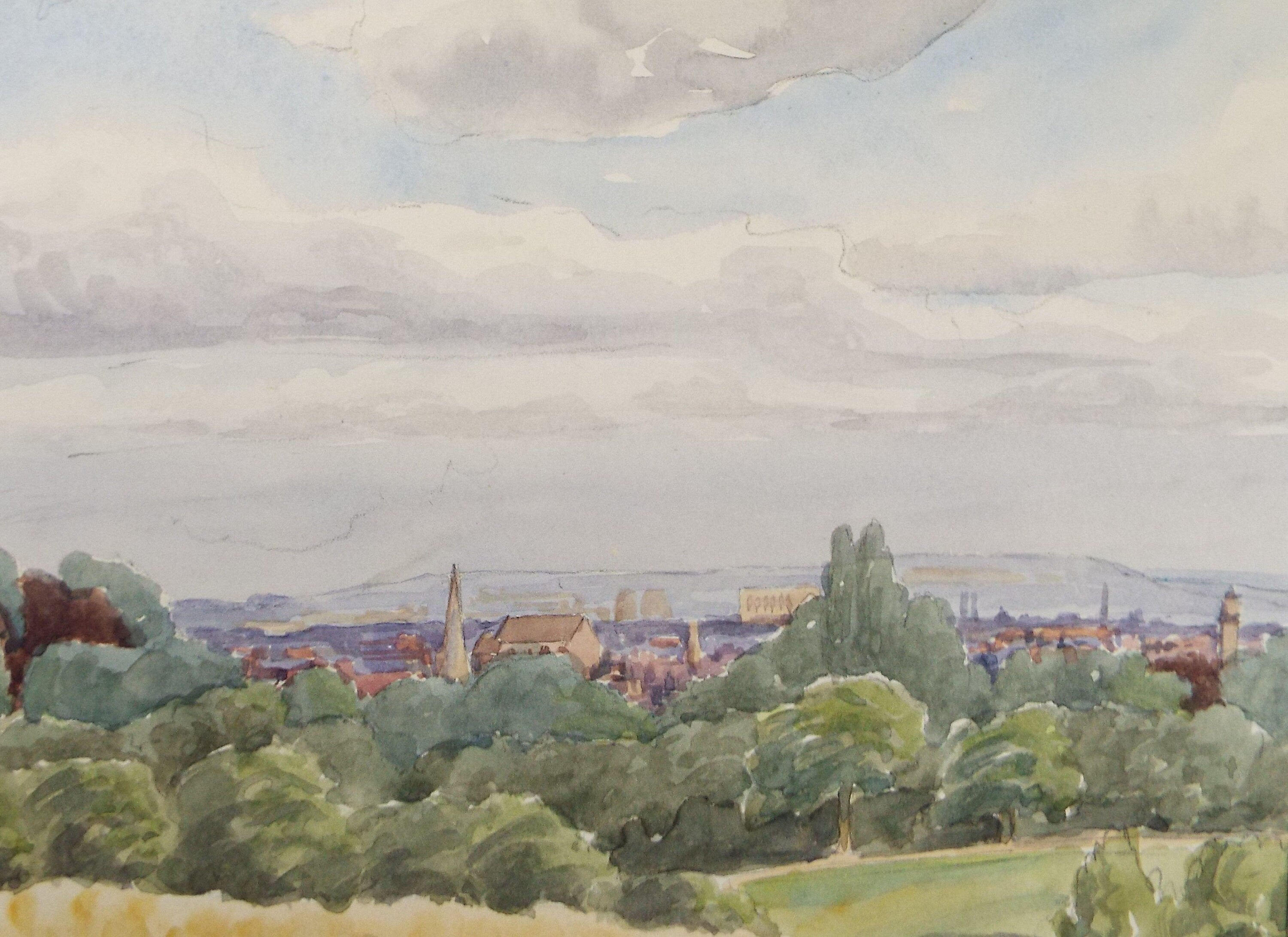 Original Watercolour, 'View from the Heath', George Godfrey, Dated 1957