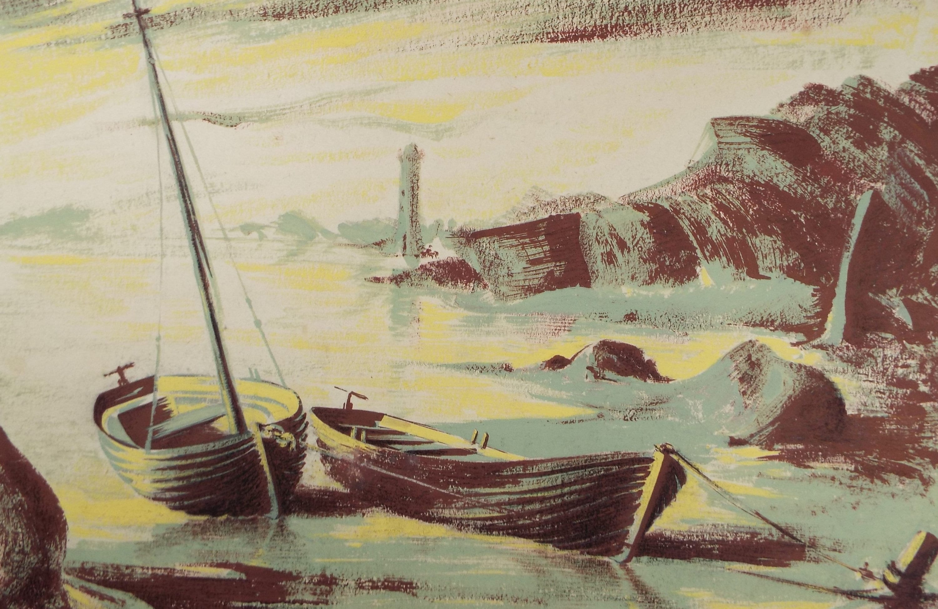 Original Watercolour, 'Boats on the Shore', Michael A. Bussey (1930-2014), Circa 1950's