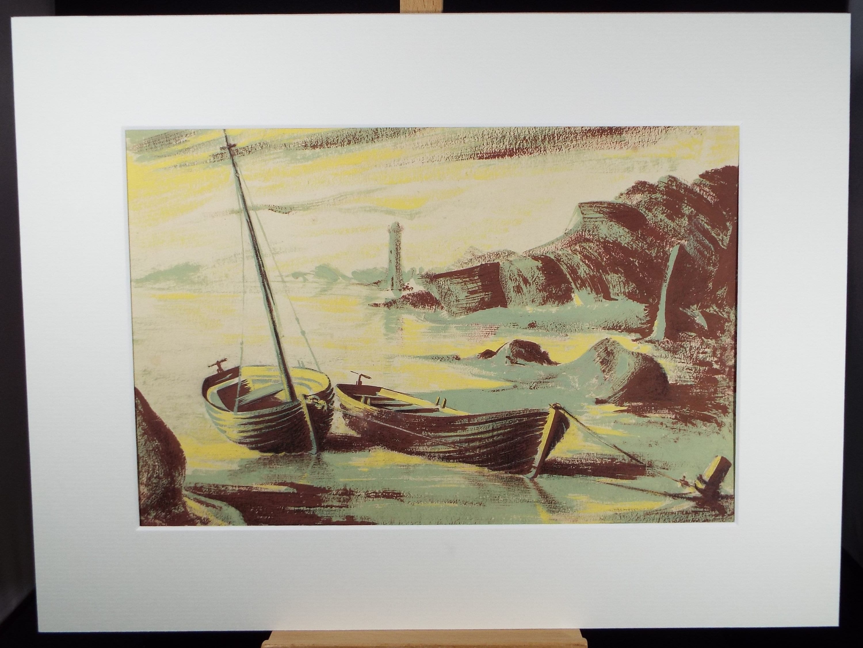 Original Watercolour, 'Boats on the Shore', Michael A. Bussey (1930-2014), Circa 1950's