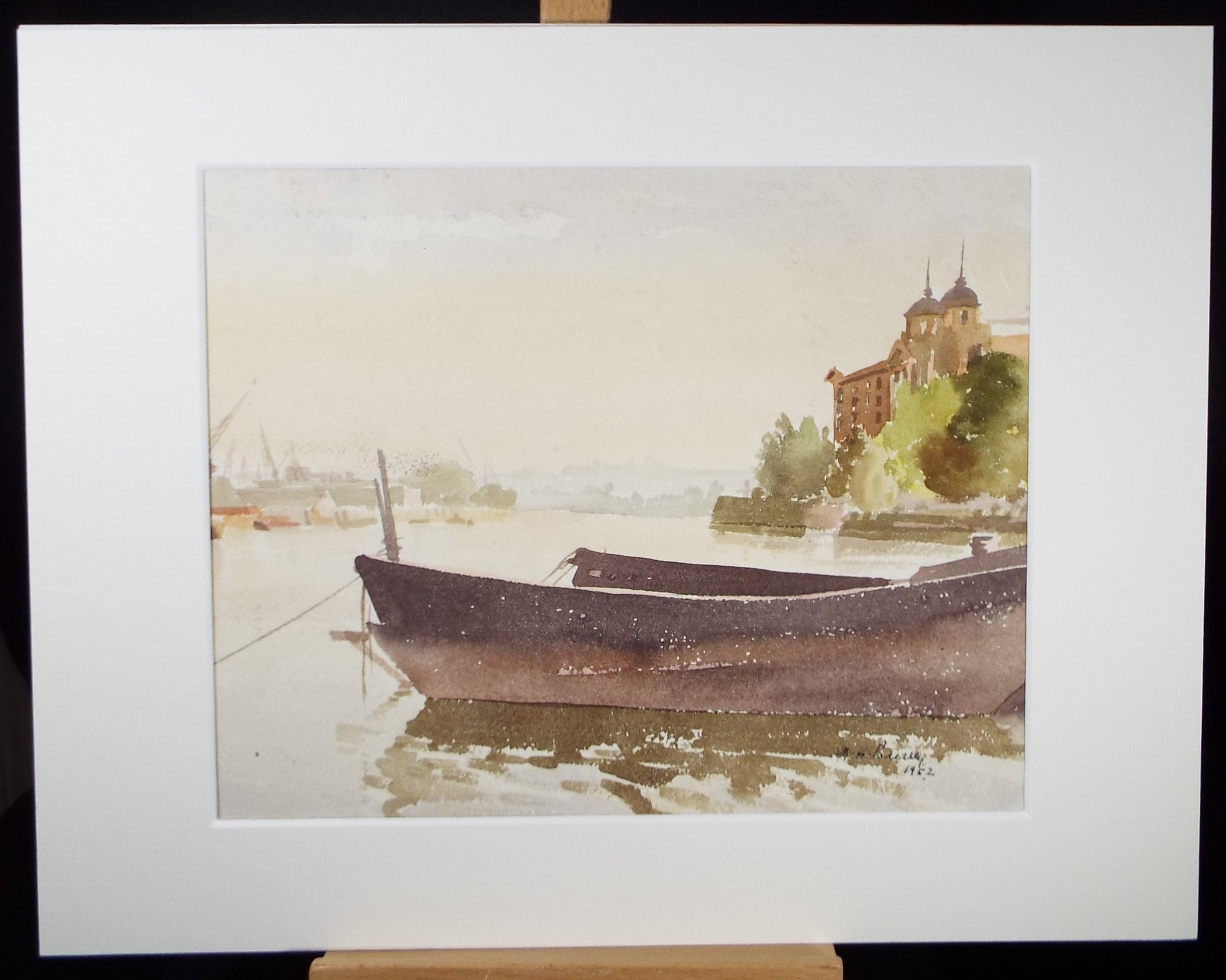 Original Watercolour, 'Thames Barges', Michael A. Bussey 1920-2014, circa 1950's