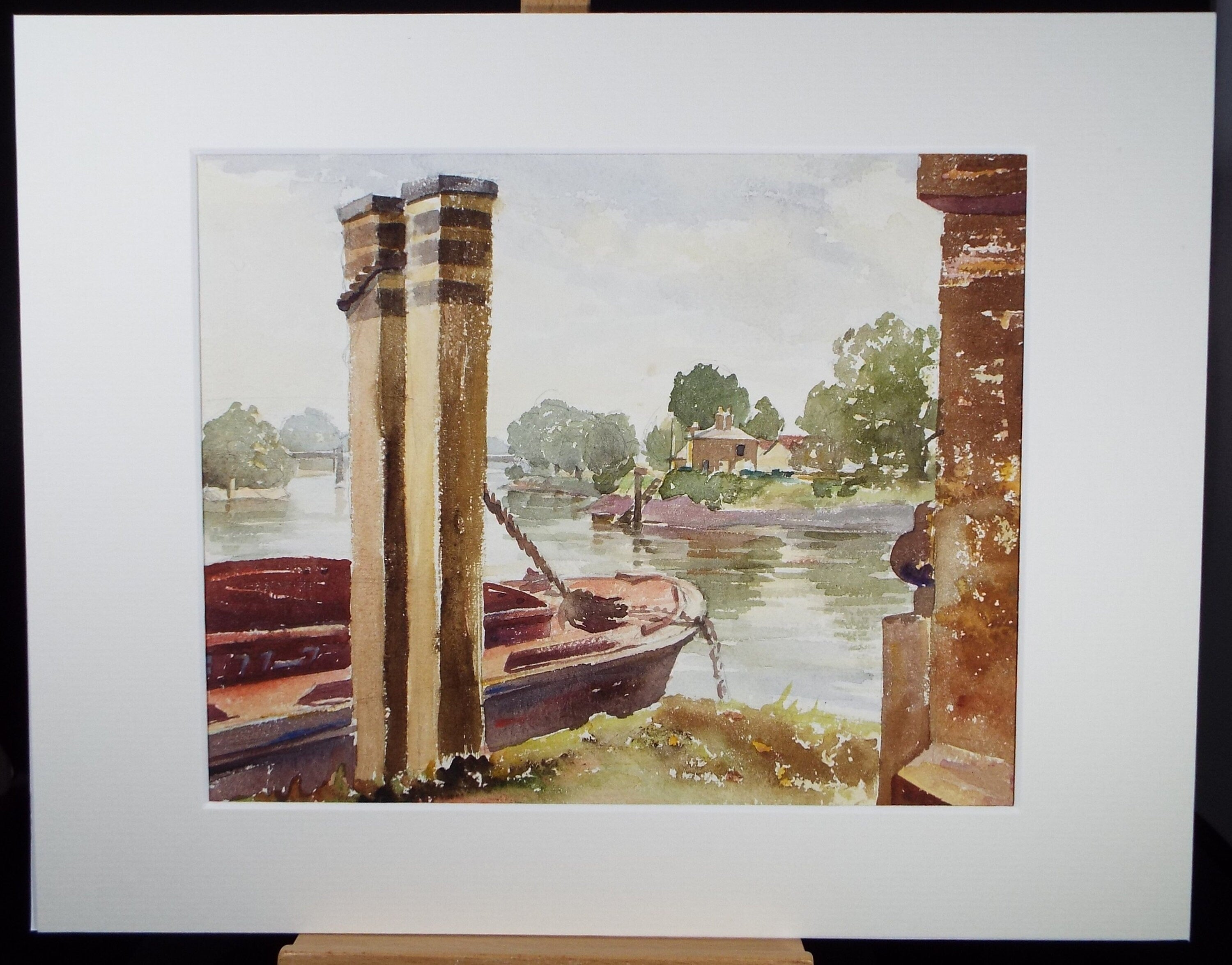 Original Watercolour, 'Moored Barges', Michael A. Bussey 1920-2014, circa 1950's