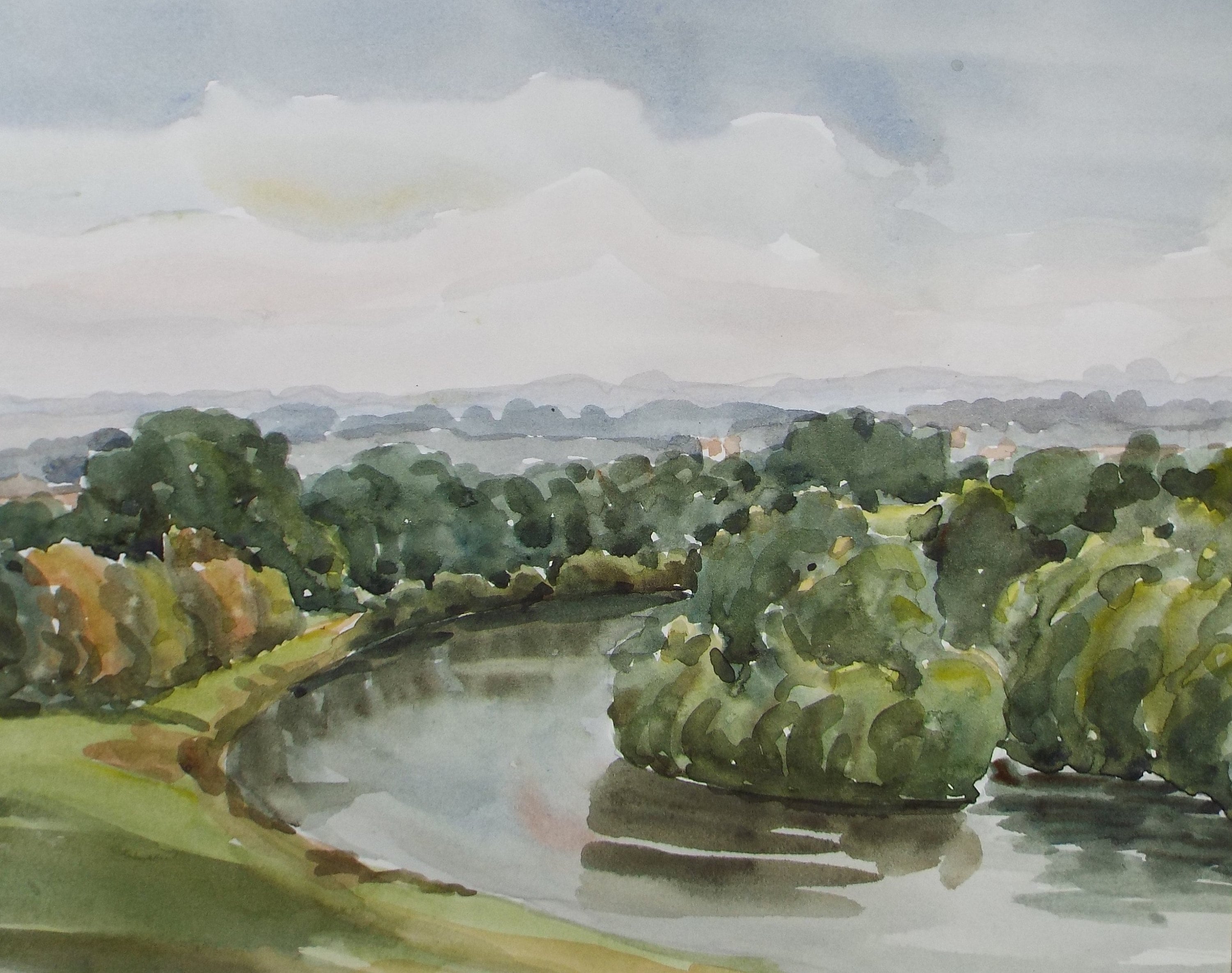 Original Watercolour, 'Petersham meadows', George Godfrey (20th Century, Scottish),Dated 1978