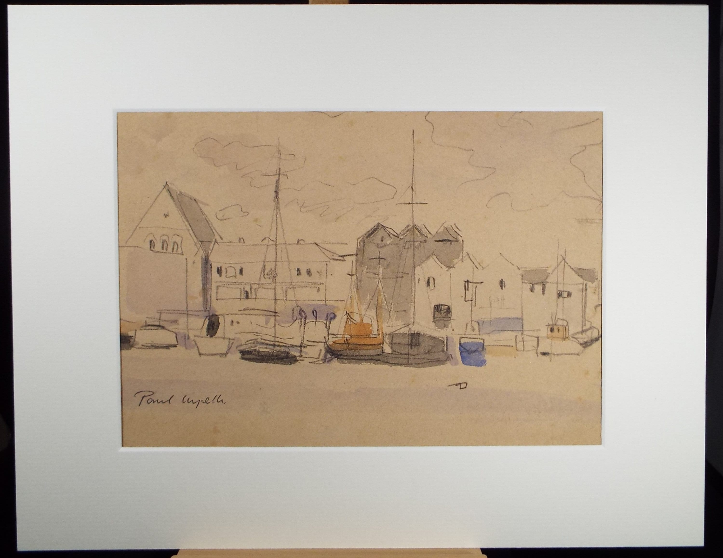 Original Pencil & watercolour, 'Quayside', Paul Wyeth, circa 1950's