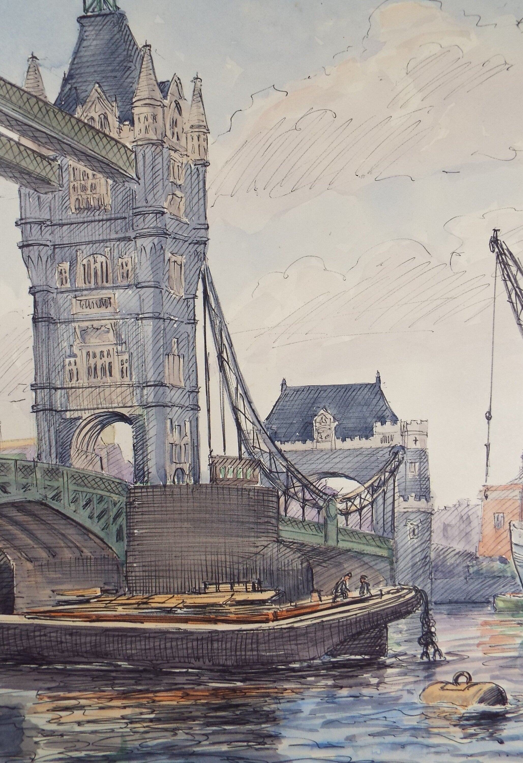 Original Watercolour, 'Tower Bridge From the South', George Godfrey, dated 1965