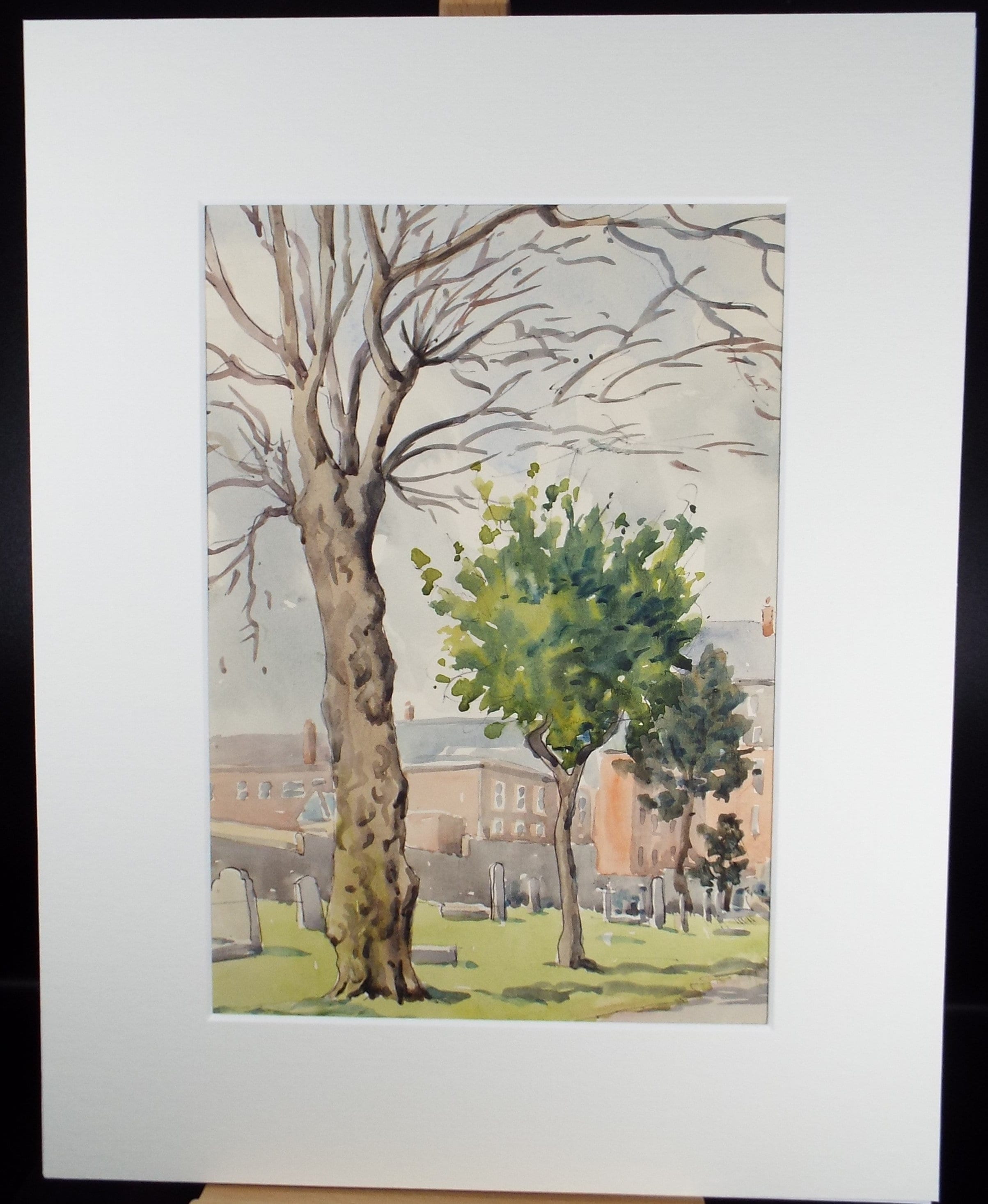 Original Watercolour, 'A Cemetery', George Godfrey (20th Century, Scottish), Circa 1960's