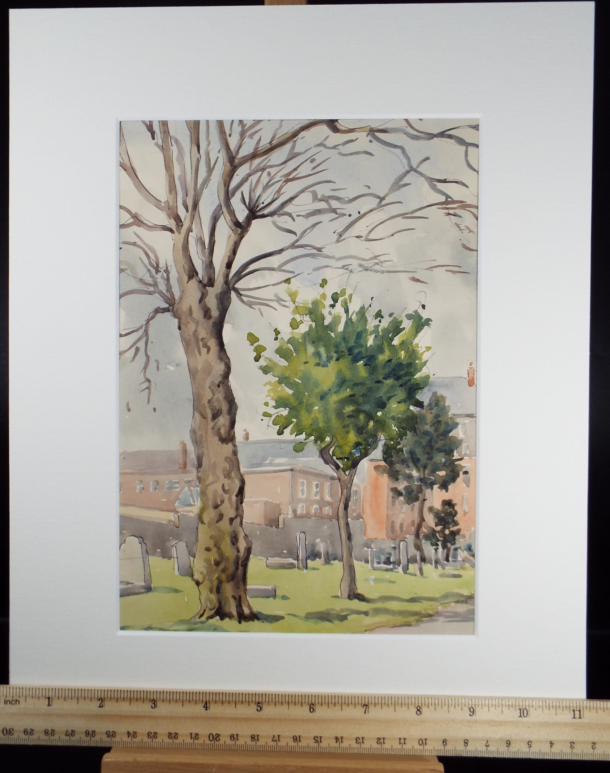 Original Watercolour, 'A Cemetery', George Godfrey (20th Century, Scottish), Circa 1960's