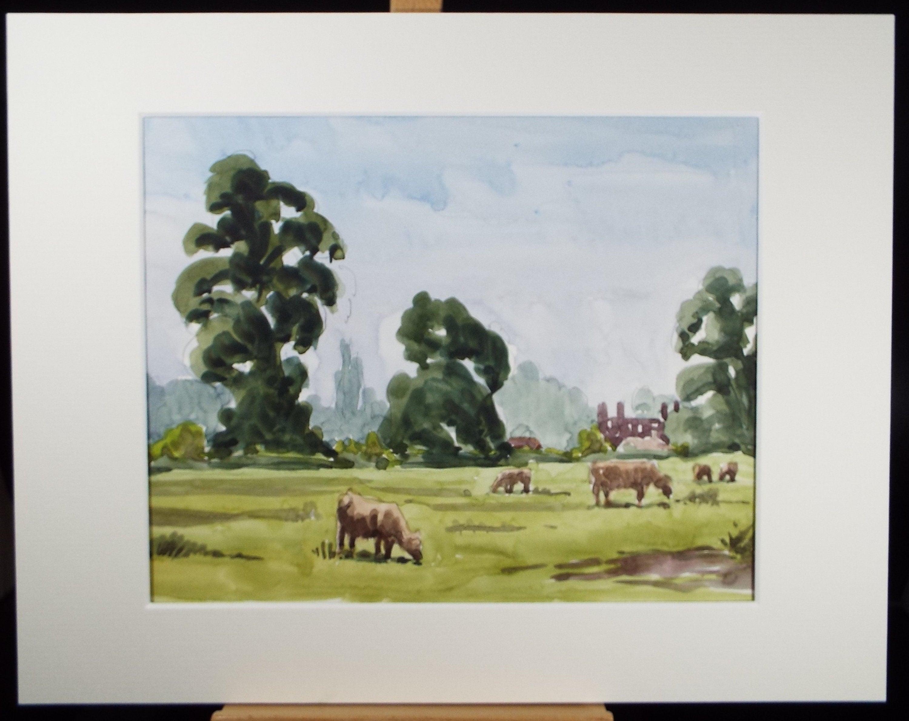 Original Watercolour, 'Cattle Grazing', George Godfrey, Circa 1960's