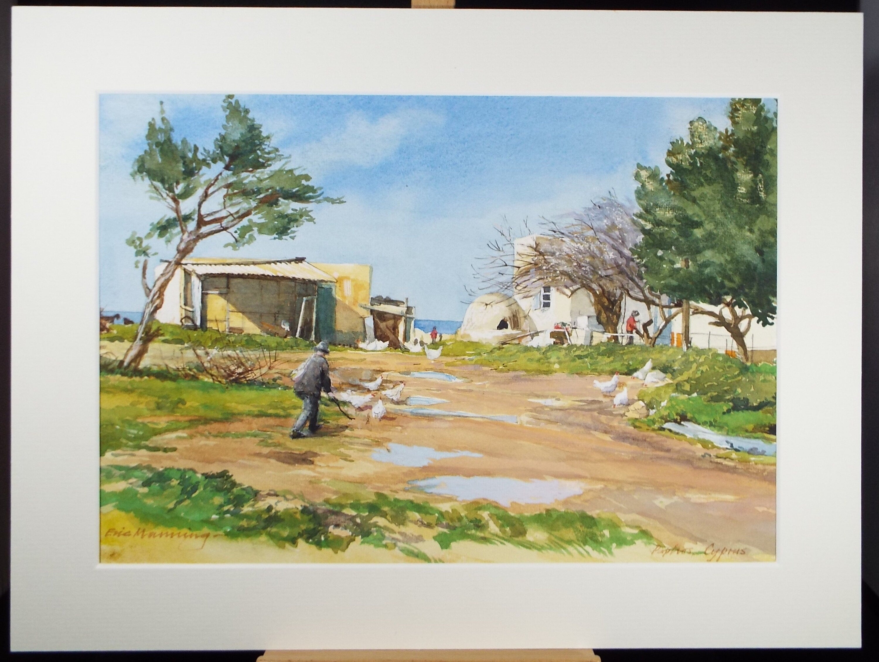 Original Watercolour on Paper, 'Paphos, Cyprus' circa 1990's, Eric Manning