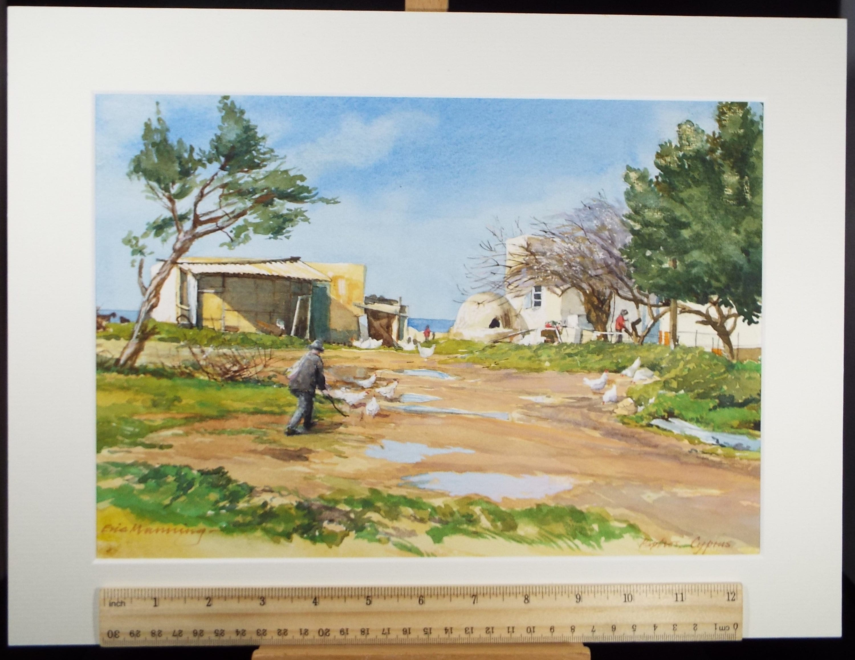 Original Watercolour on Paper, 'Paphos, Cyprus' circa 1990's, Eric Manning