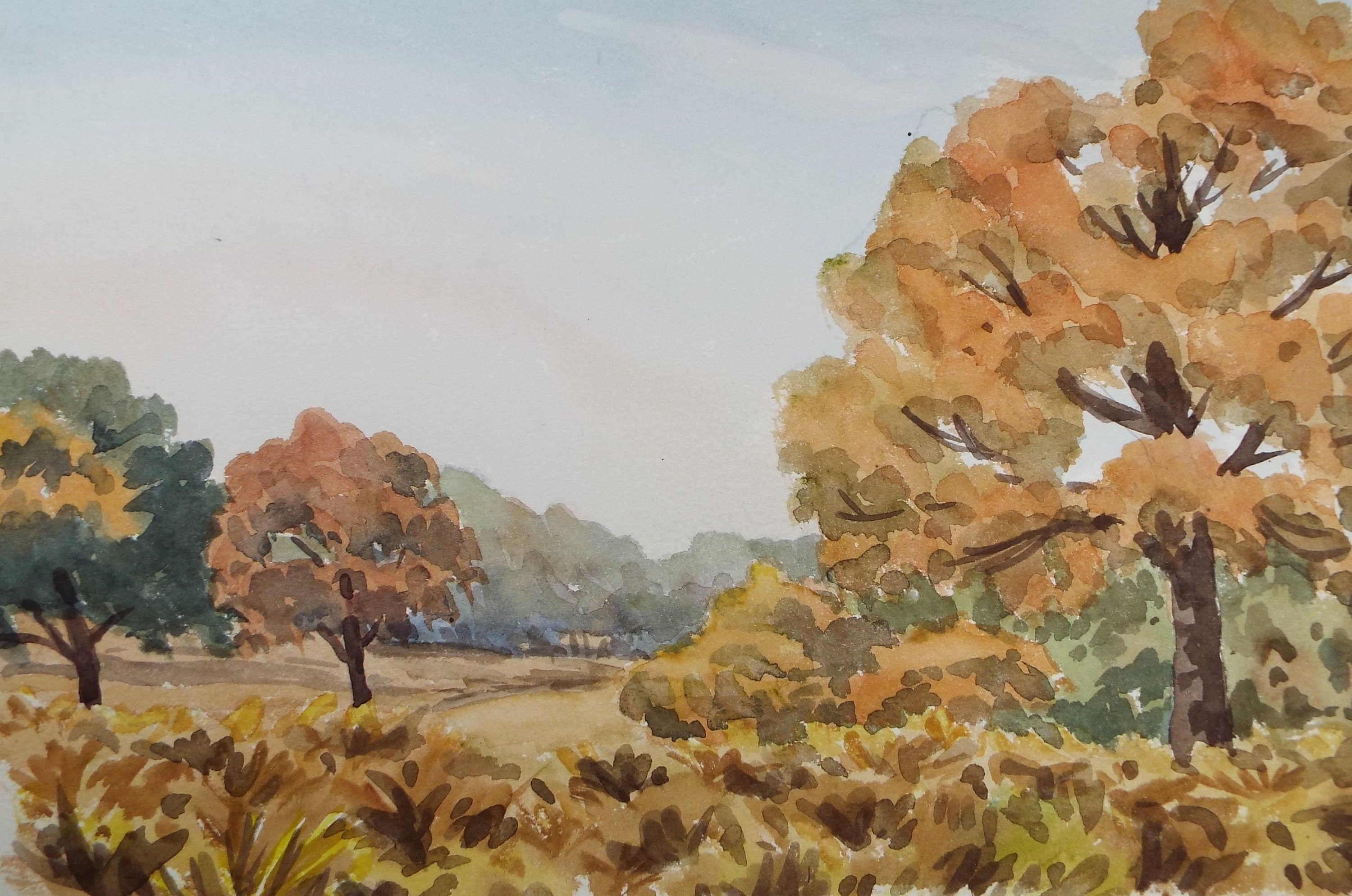 Original Watercolour, 'Autumn Landscape', George Godfrey (20th Century, Scottish), circa 1970's