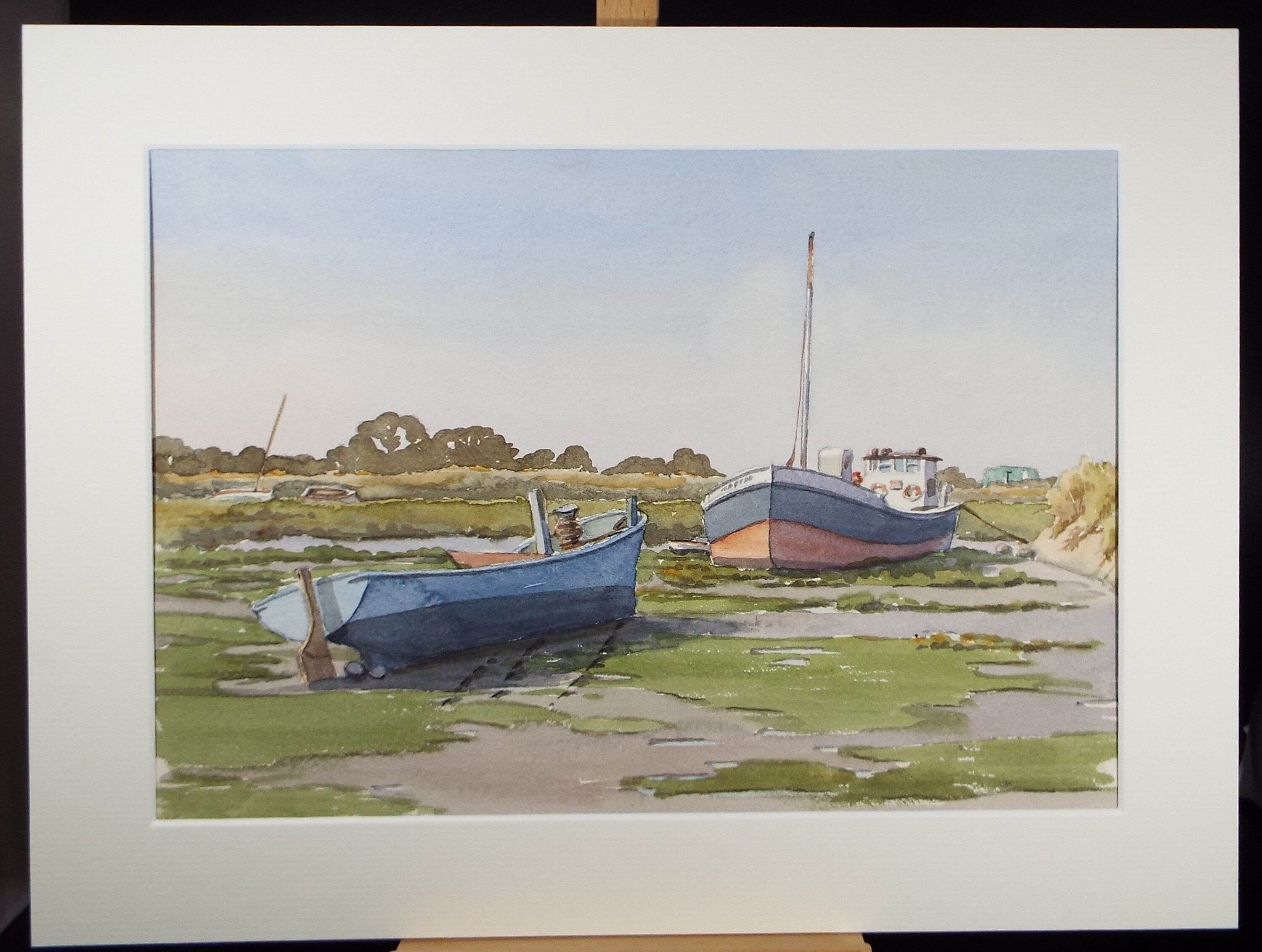 Original Watercolour, 'Boats on the Shore', George Godfrey (20th Century, Scottish), circa 1970's