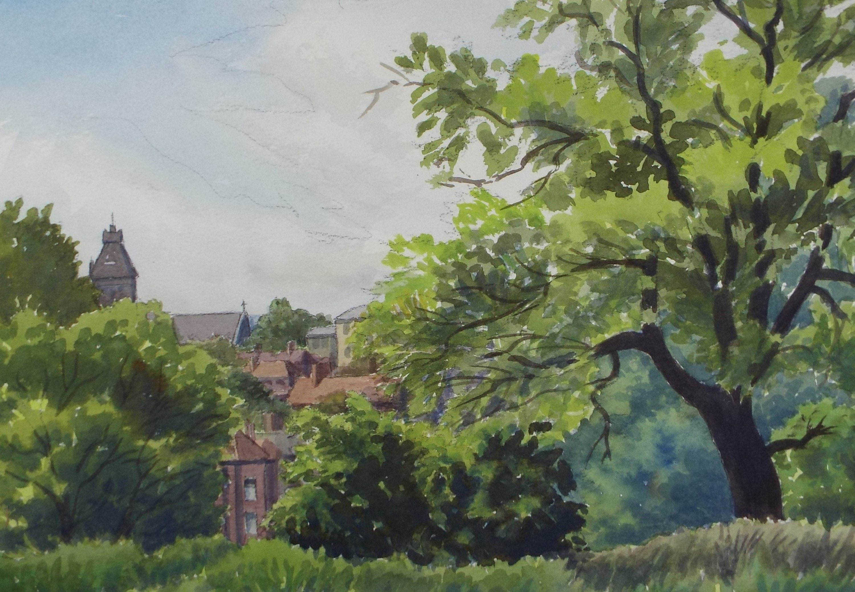 Original Watercolour, 'View from the Park', George Godfrey (20th Century, Scottish), Circa 1960's