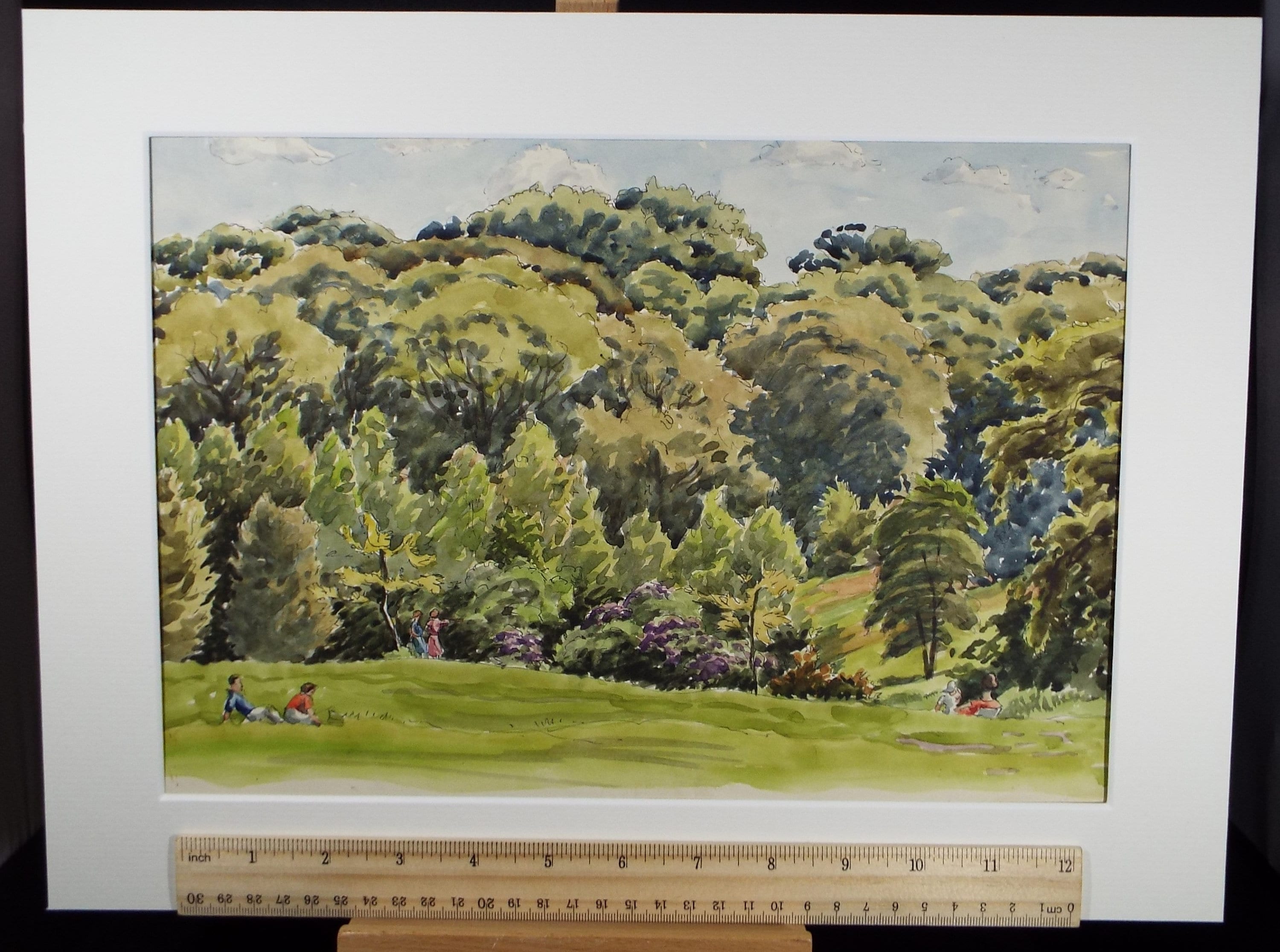 Original Watercolour, 'Figures on the Heath', George Godfrey (20th Century, Scottish) , Circa 1960's