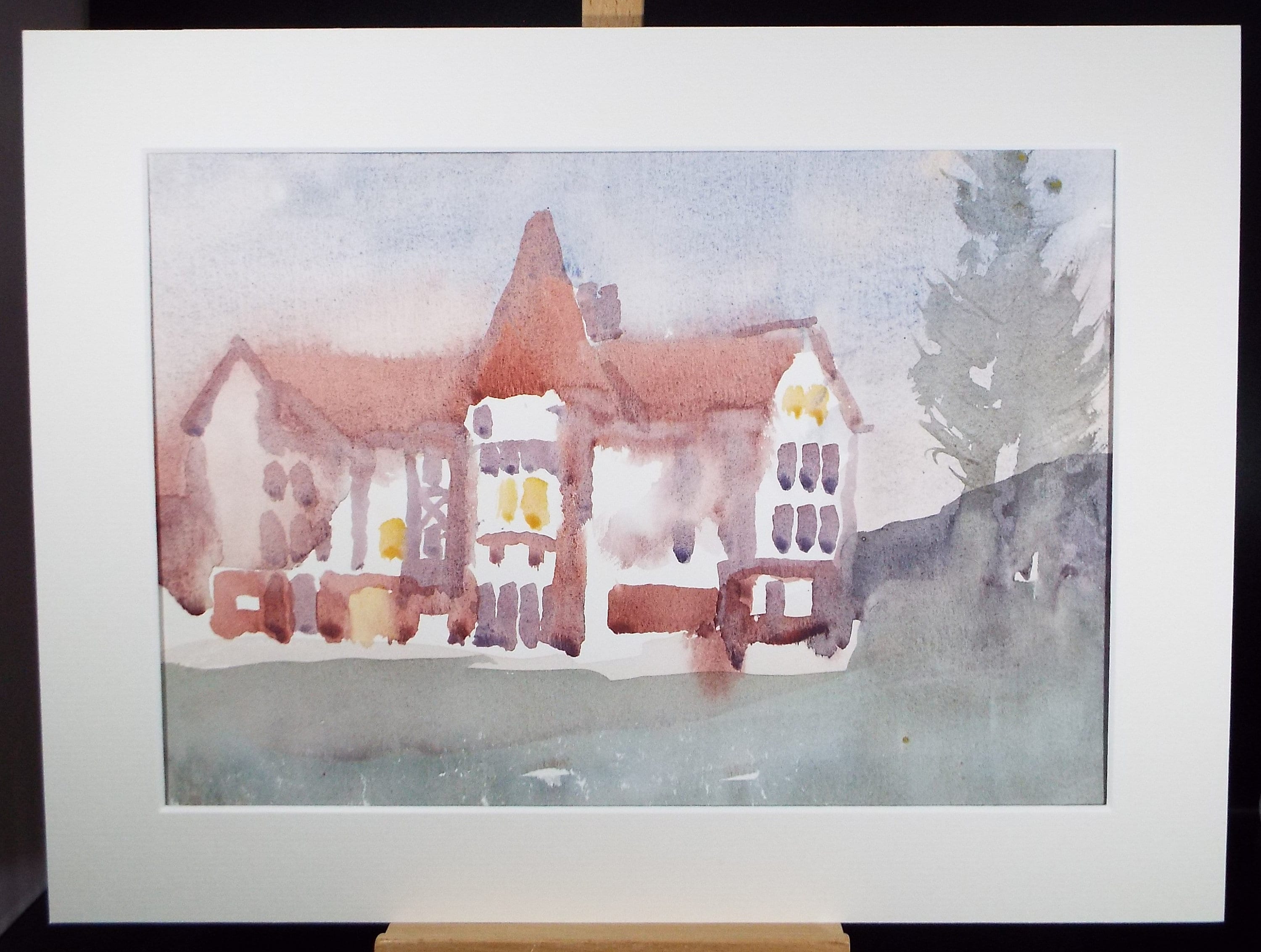 Original Watercolour, 'Public House' , Muriel Hayden Inwood, circa 1970's