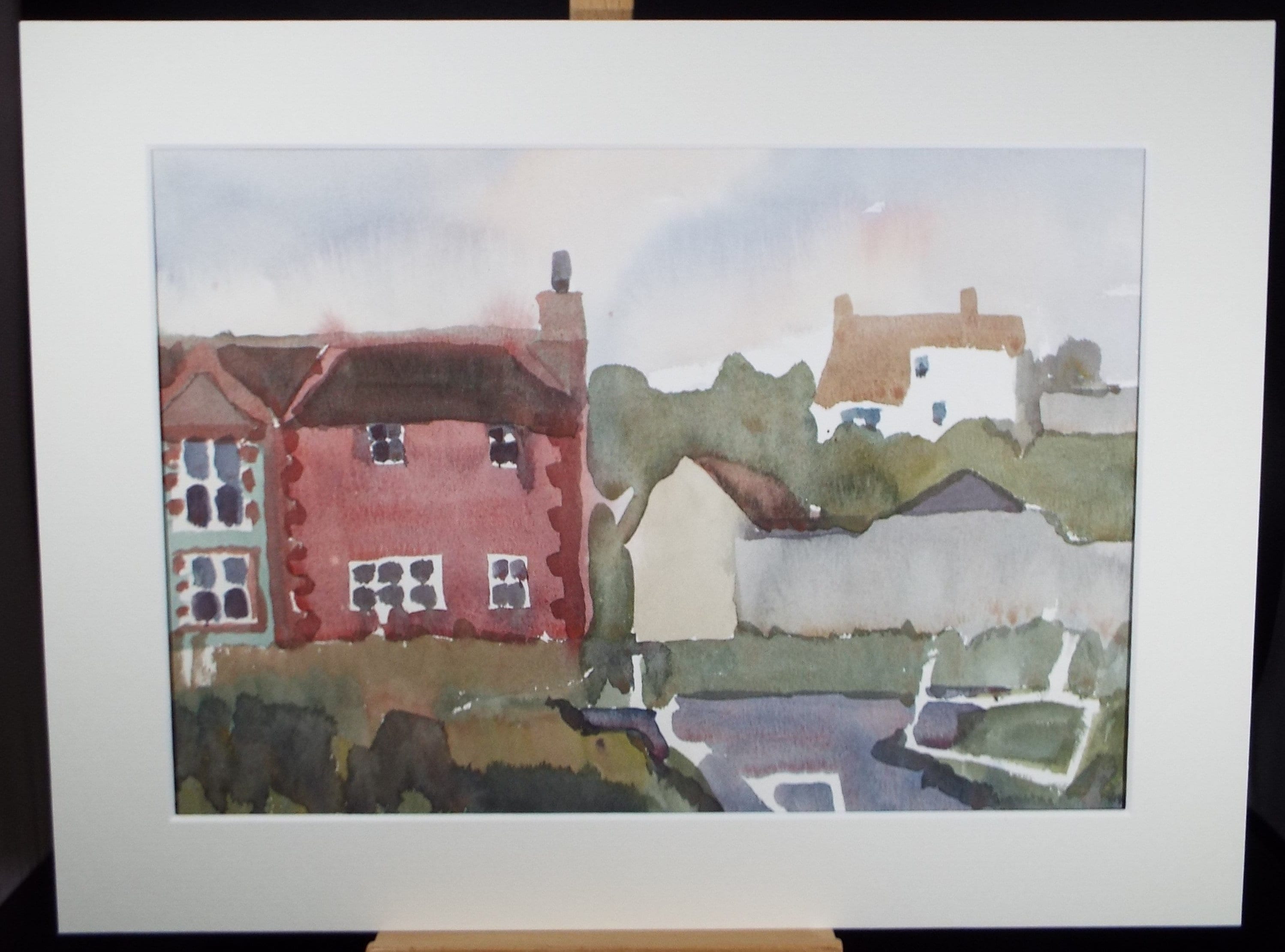 Original Watercolour, 'A Village Street' , Muriel Hayden Inwood, circa 1970's