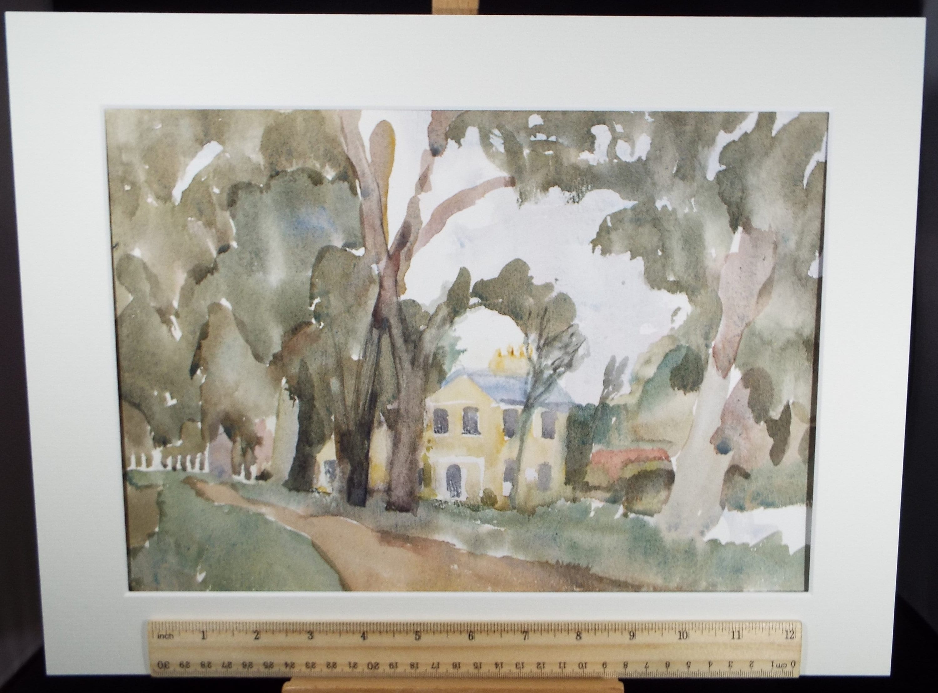 Original Watercolour, 'House on a Country Lane' , Muriel Hayden Inwood, circa 1970's