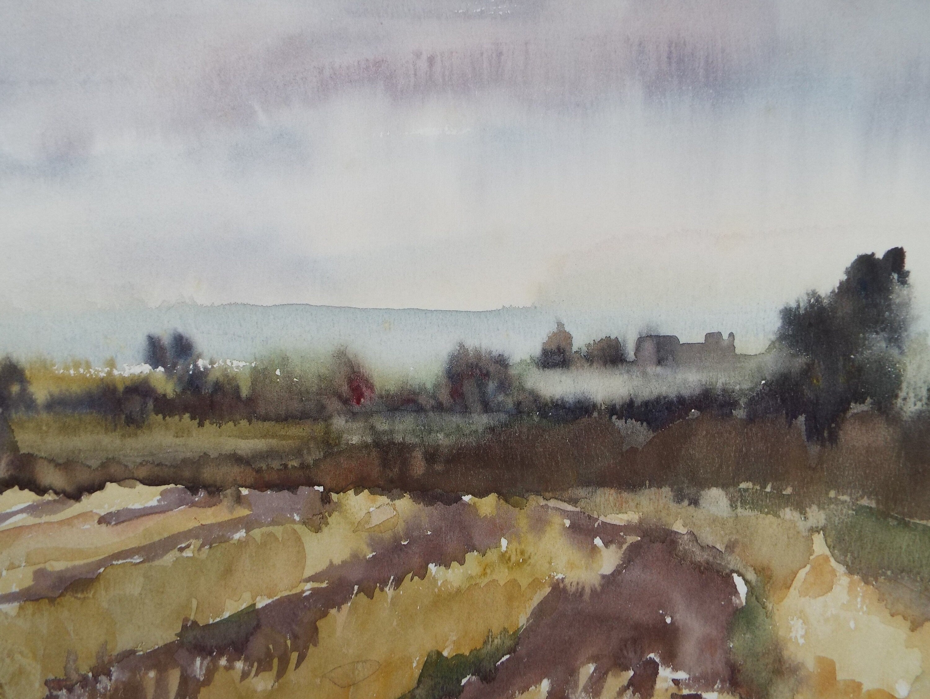 Original Watercolour, 'Autumn Landscape' , Muriel Hayden Inwood, circa 1970's