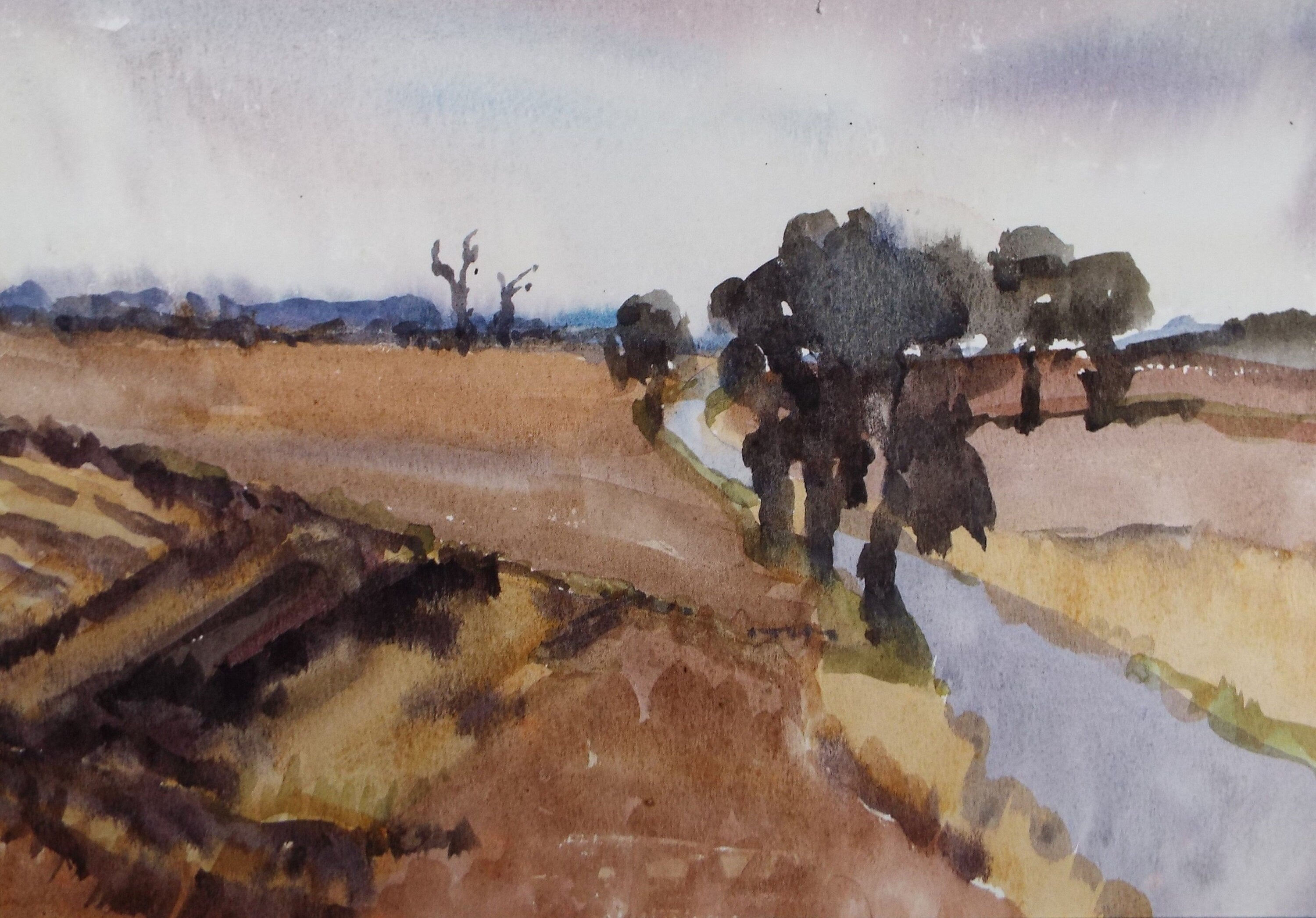 Original Watercolour, 'Autumn Landscape' , Muriel Hayden Inwood, circa 1970's