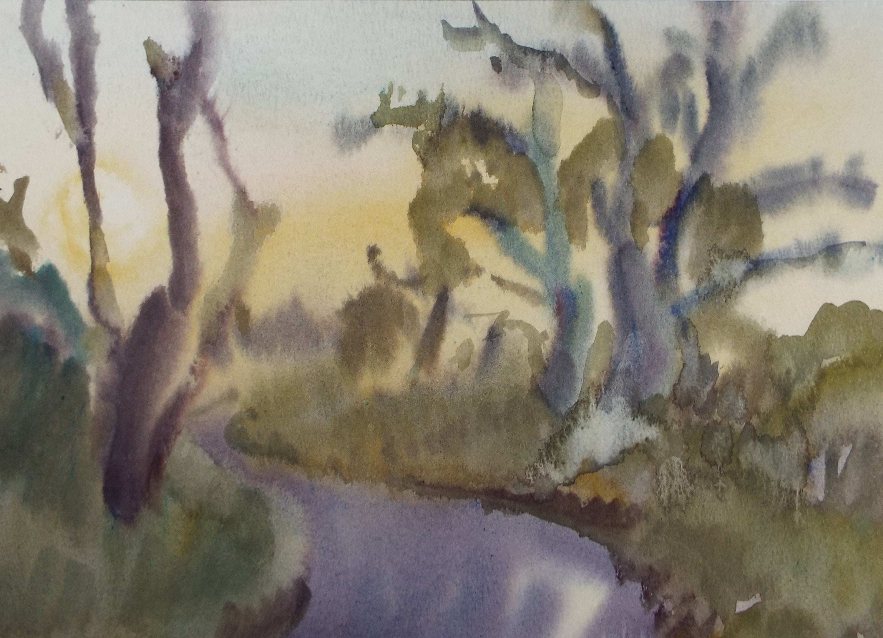 Original Watercolour, 'A Country Lane' , Muriel Hayden Inwood, circa 1970's