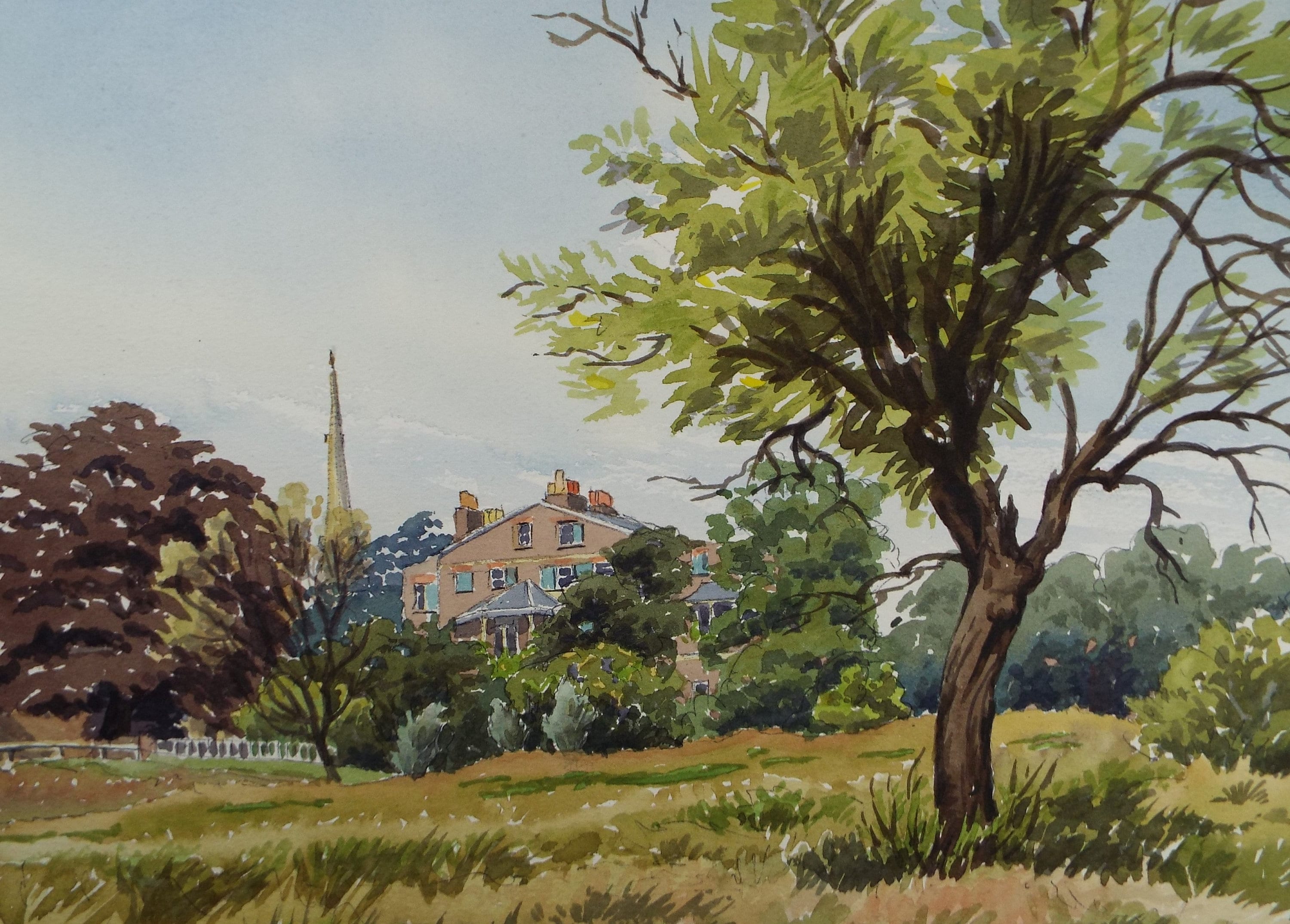 Original Watercolour, 'The House on the Heath', George Godfrey , dated 1960