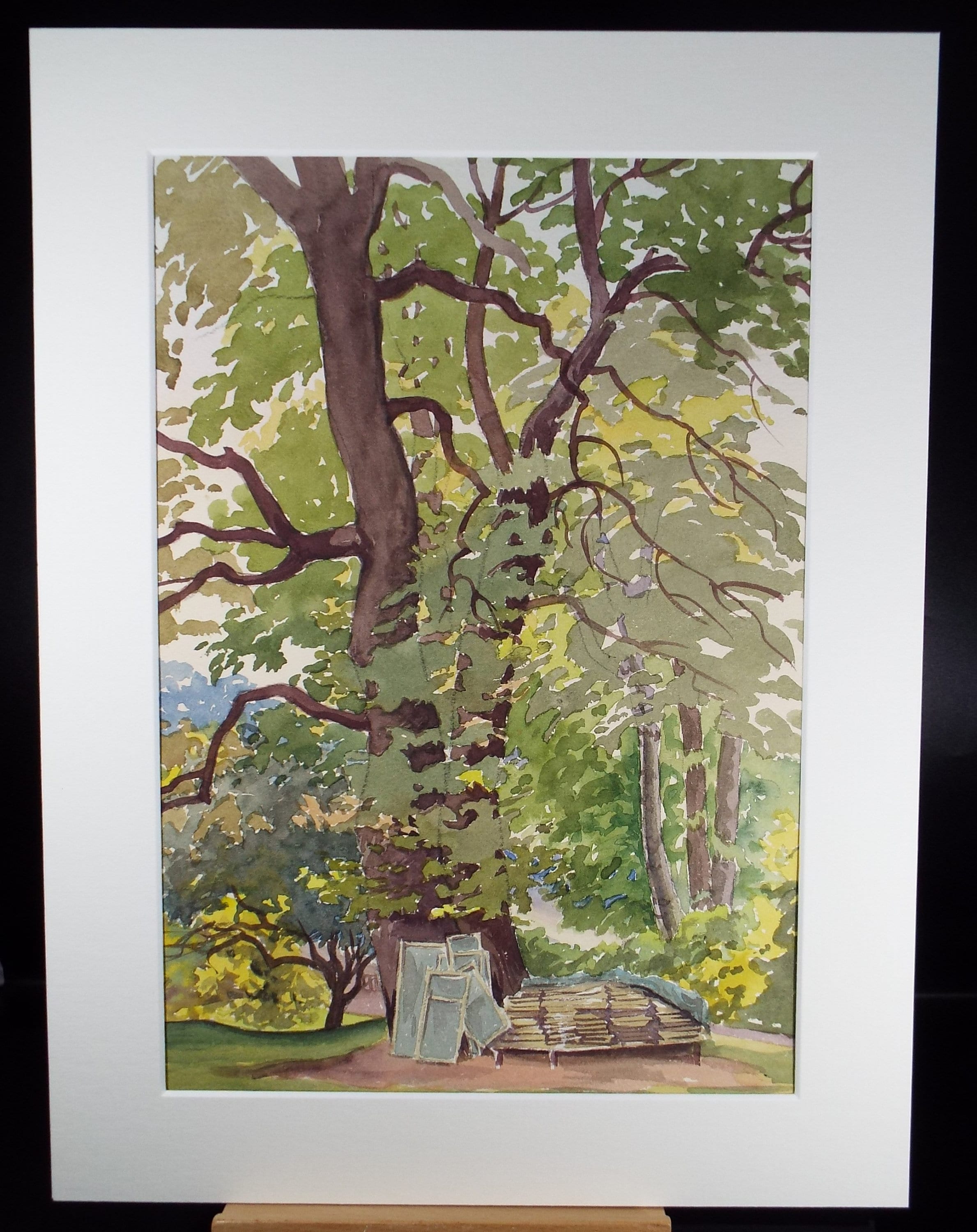 Original Watercolour, 'Deck Chairs in St James's Park', George Godfrey, circa 1960's