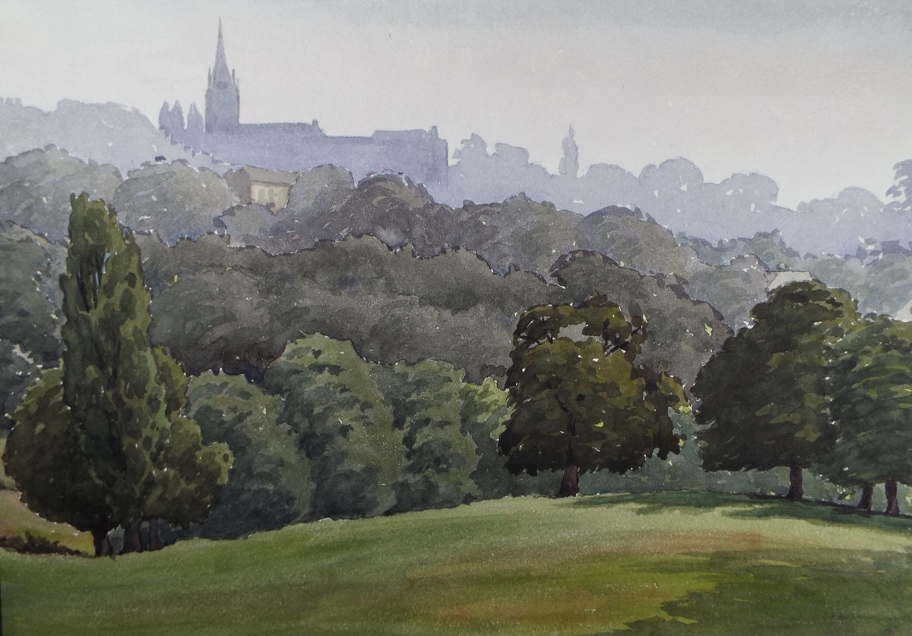 Original Watercolour, 'Early Morning on the Heath, George Godfrey , dated 1958