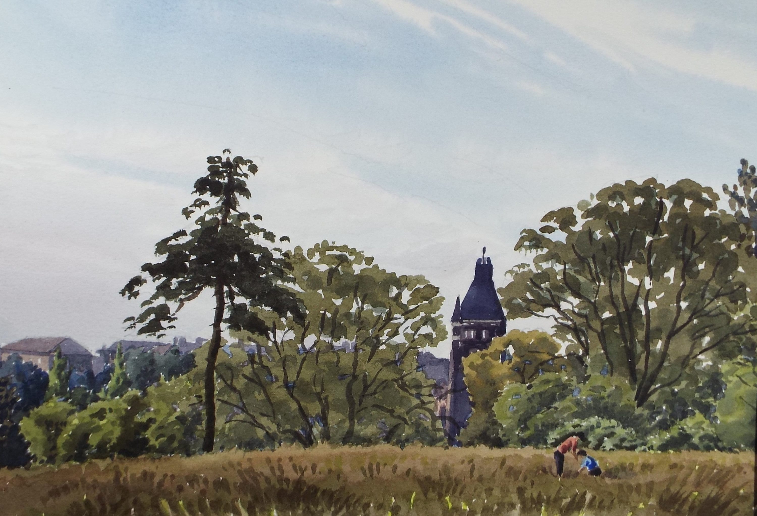 Original Watercolour, 'Figures on the Heath, George Godfrey , Circa 1960's