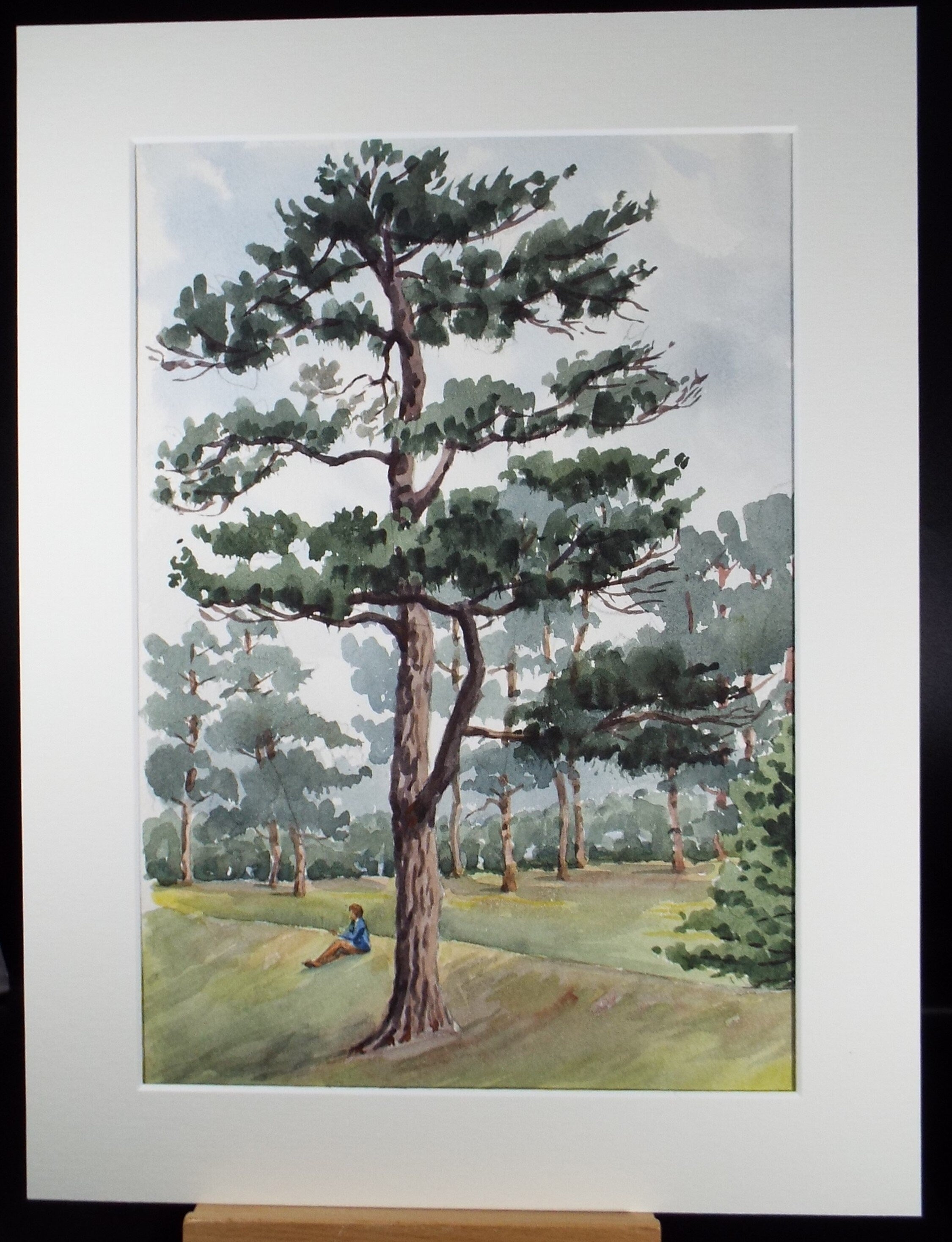 Original Watercolour, 'Figure in the Prine Trees', George Godfrey, circa 1960's