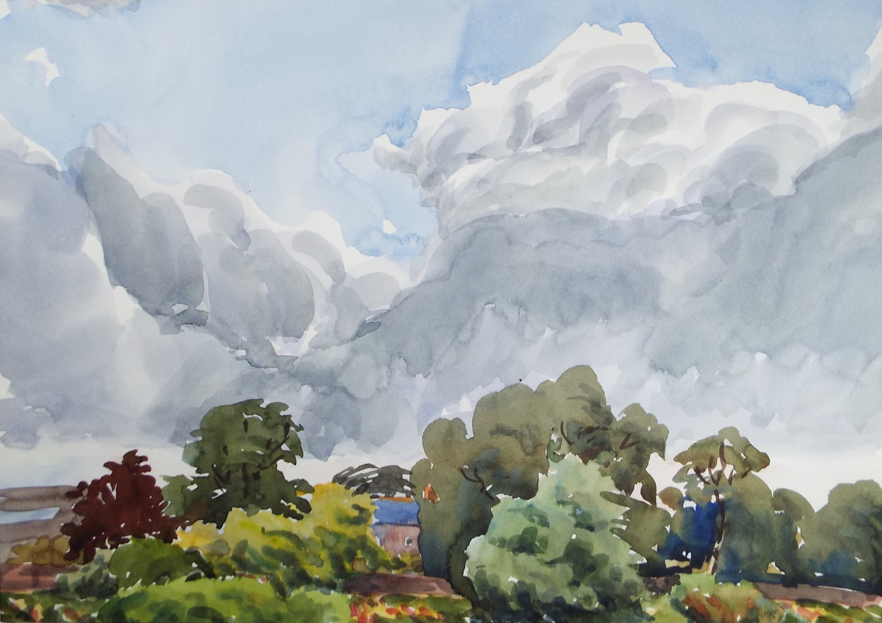 Original Watercolour, 'Cloudy Sky', George Godfrey (20th Century, Scottish), dated 1971