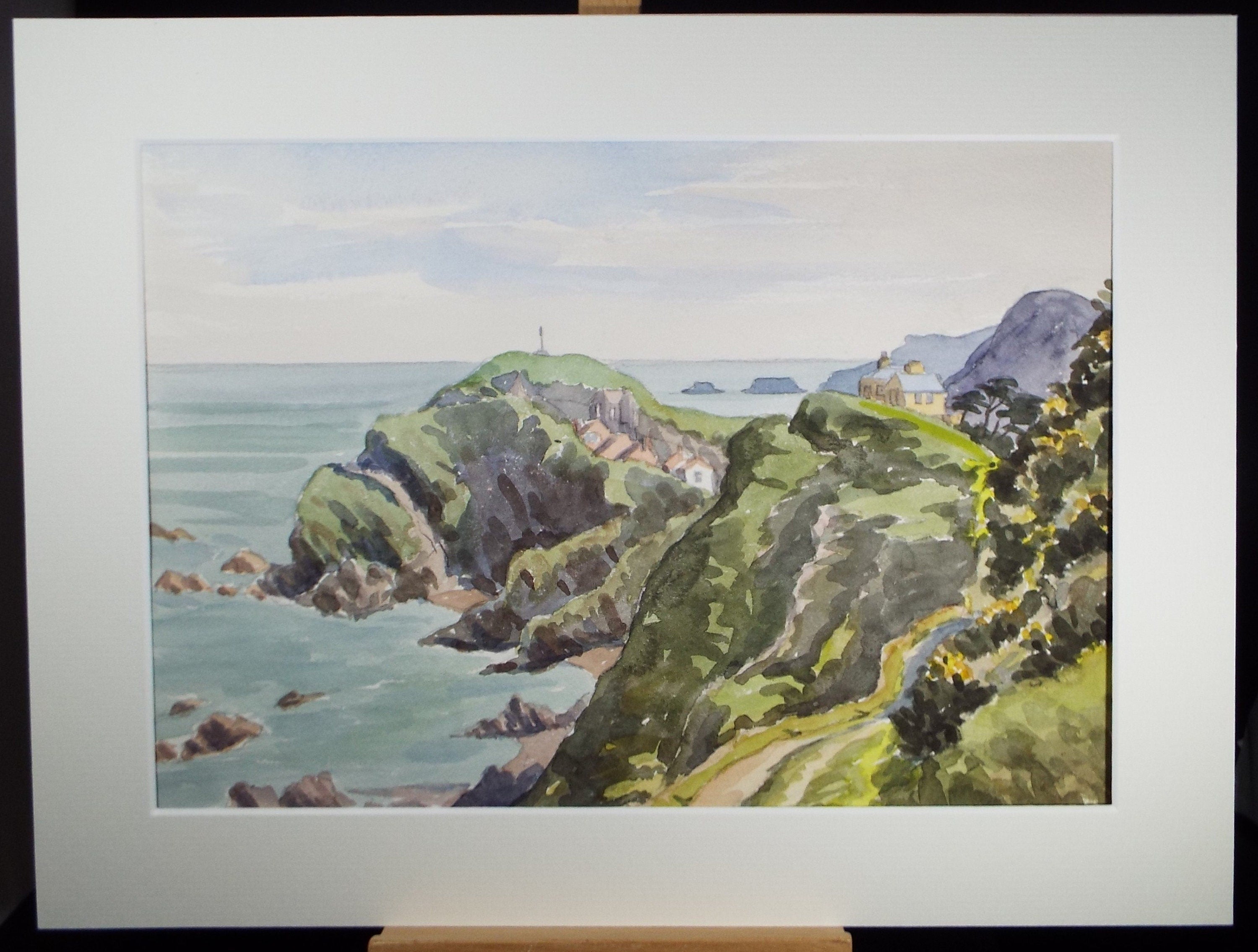 Original Watercolour, 'Coastal Cliffs', George Godfrey (20th Century, Scottish), circa 1960's