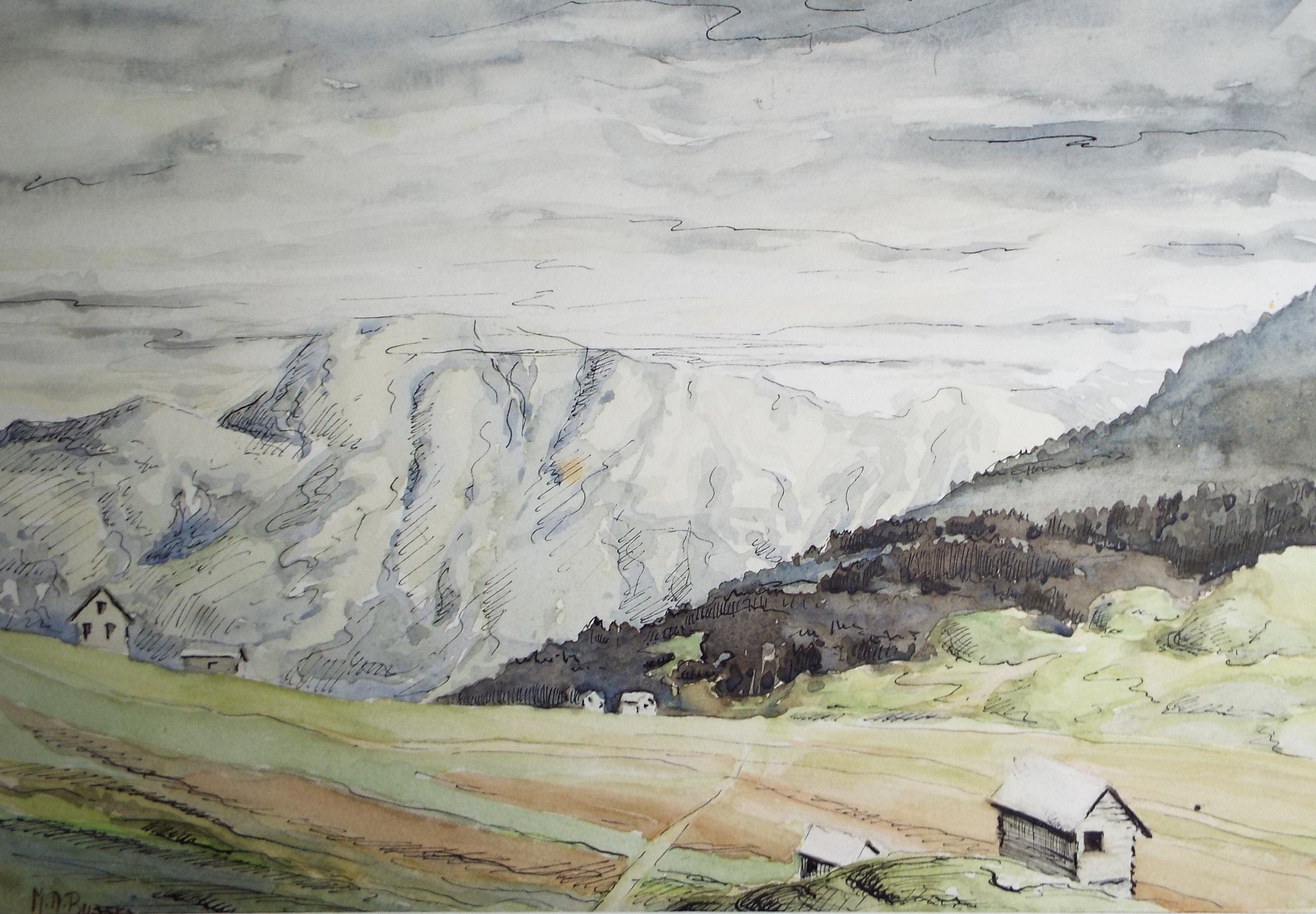 Original Watercolour, 'Alpine Foothills', Michael A. Bussey (1930-2014), Circa 1950's