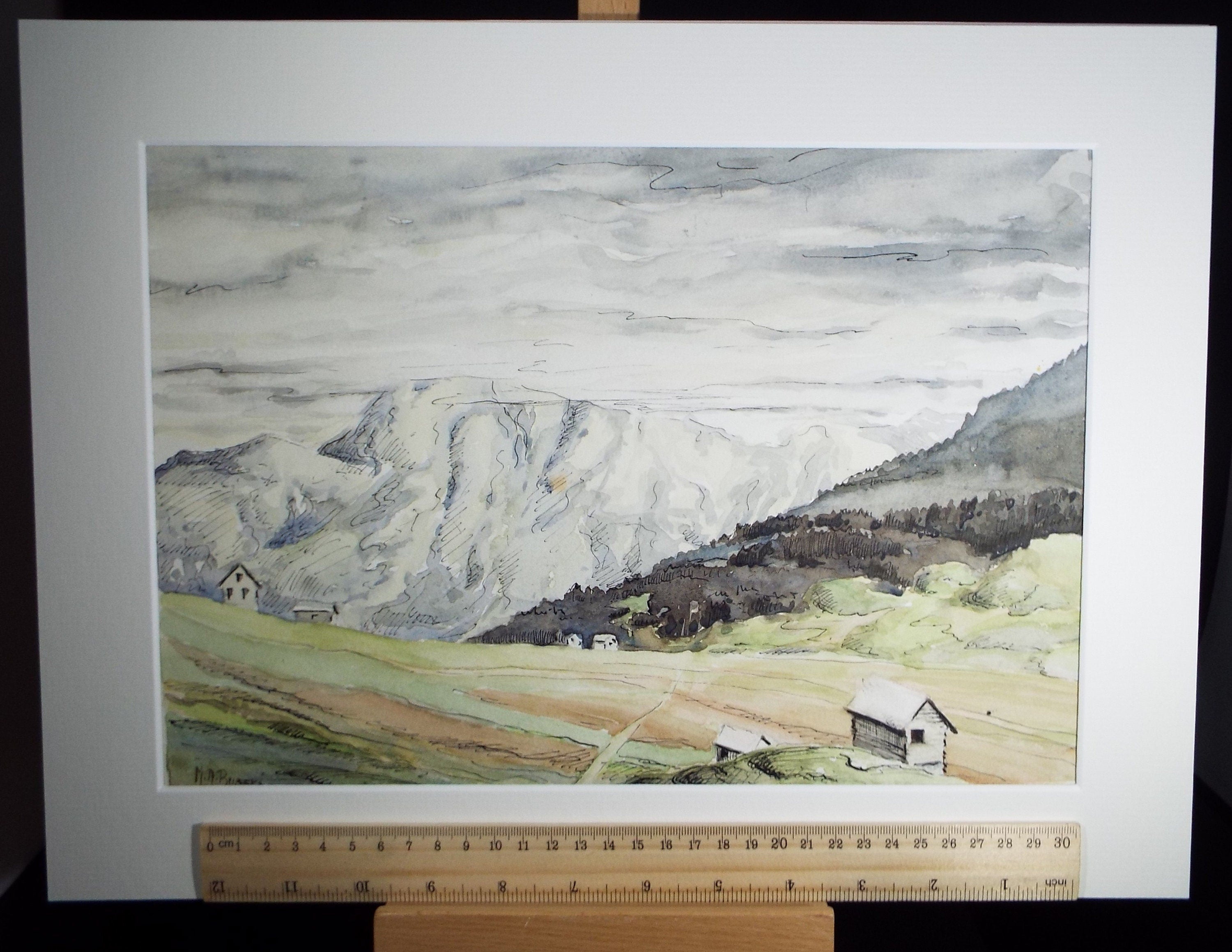 Original Watercolour, 'Alpine Foothills', Michael A. Bussey (1930-2014), Circa 1950's