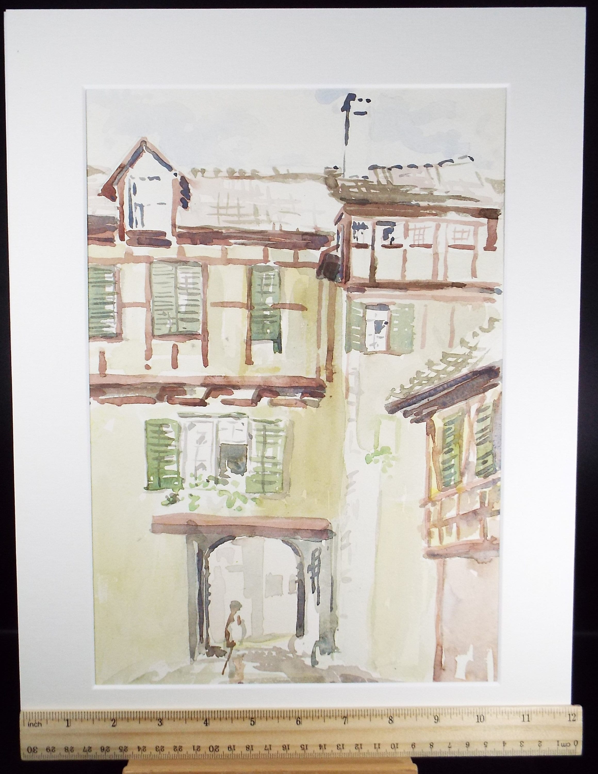 Original Watercolour, 'Building in Alsace', Michael A. Bussey (1930-2014), Circa 1950's