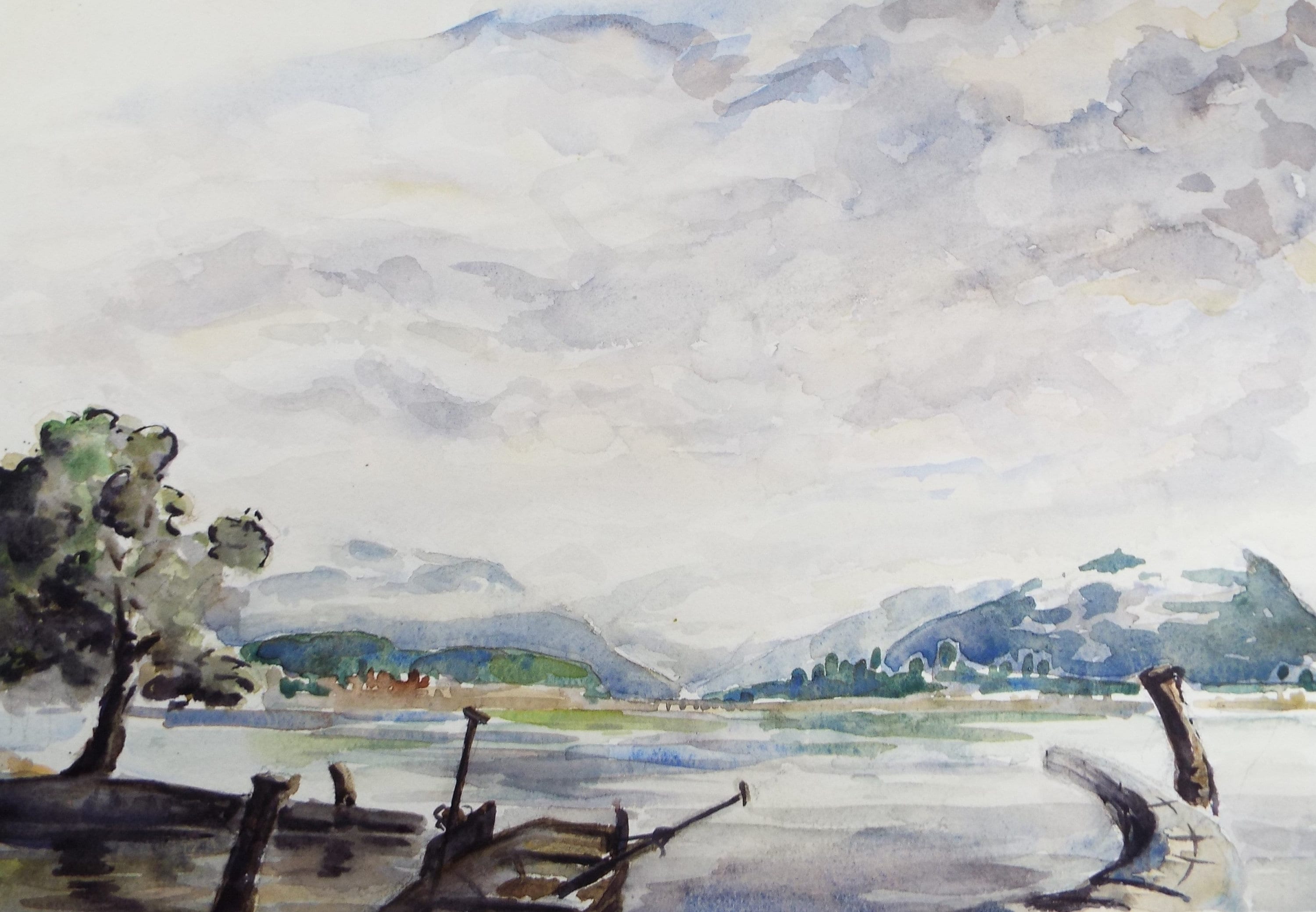 Original Watercolour, 'Lake View', Michael A. Bussey (1930-2014), Circa 1950's