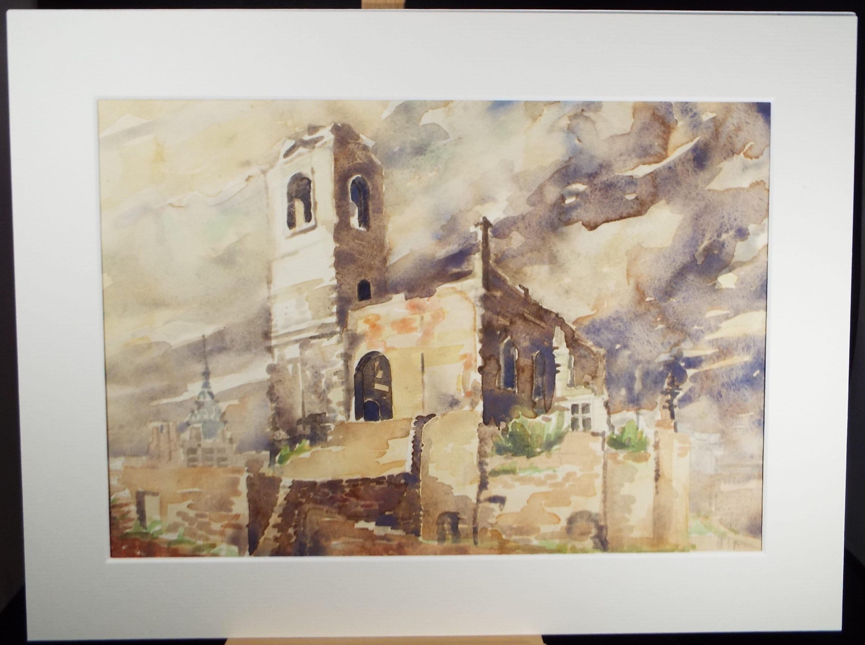 Original Watercolour, 'Italian Church', Michael A. Bussey (1930-2014), Circa 1950's